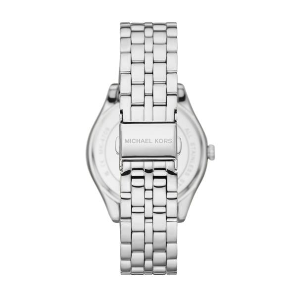 Michael Kors Harlowe Crystal-Embellished Silver-Tone Stainless Steel White Dial Ladies Watch MK4708