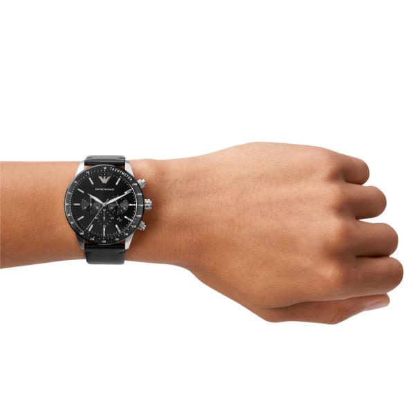 Emporio Armani Mario Chronograph Quartz Black Dial Stainless Steel Strap Men's Watch AR11243