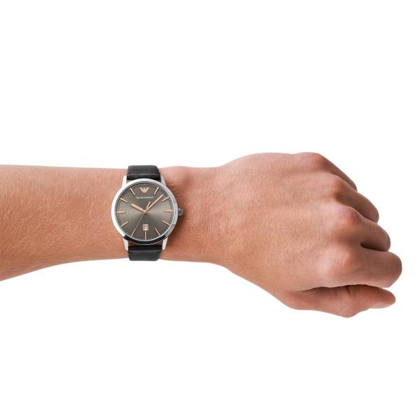 Emporio Armani Ruggero Quartz Grey Dial Leather Strap Men's Watch AR11277