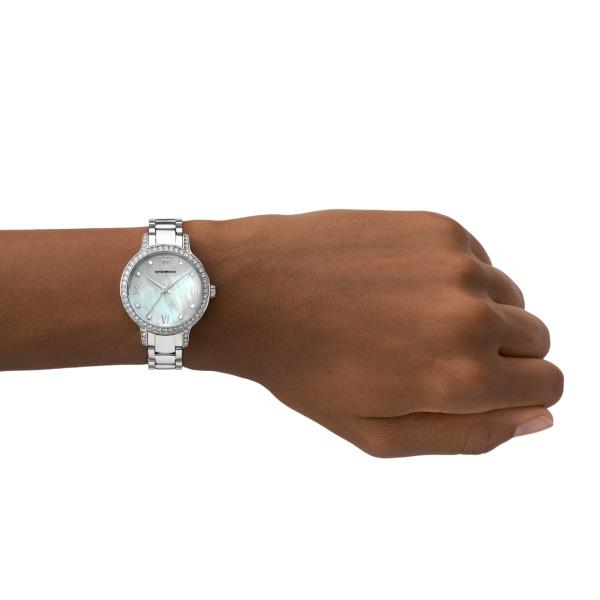 Emporio Armani Quartz Silver Mother-of-Pearl Dial Ladies Watch AR11484