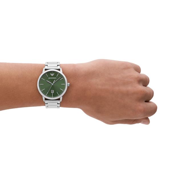 Emporio Armani Quartz Green Dial Steel Strap Men’s Watch AR11575