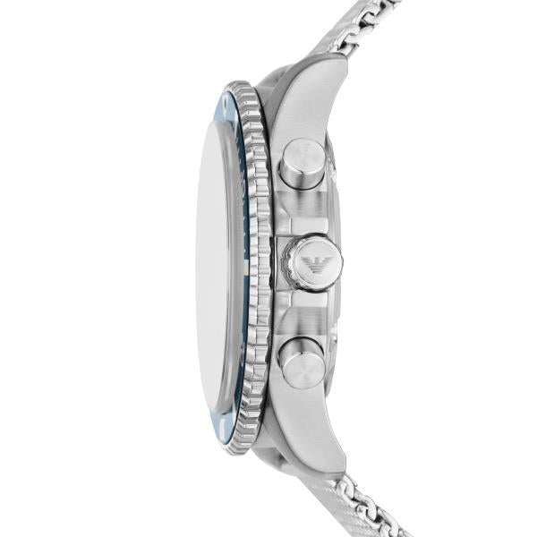 Emporio Armani Chronograph Blue Dial Stainless Steel Mesh Bracelet Men's Watch AR11587