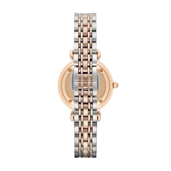 Emporio Armani Gianni T-BAR Quartz White Crystal Pave Dial Steel Strap Ladies Watch AR1926