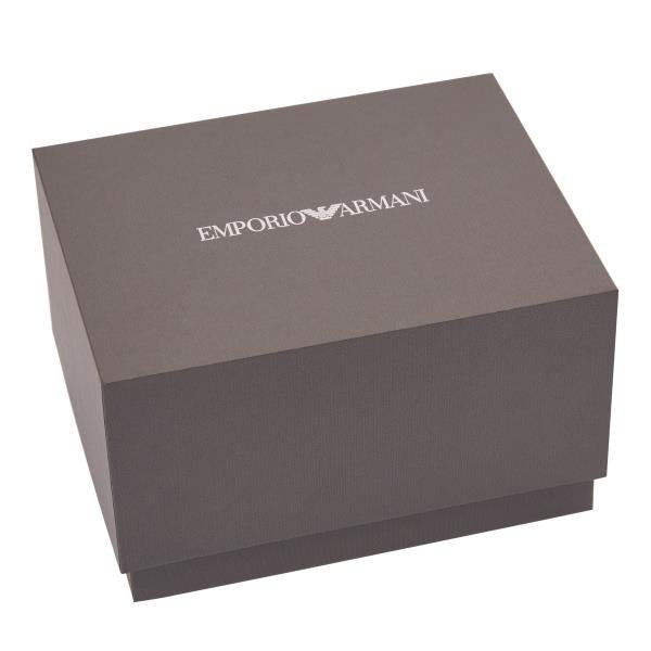 Emporio Armani Chronograph Black Leather Strap Black Dial Men's Watch and Bracelet Gift Set AR80070SET