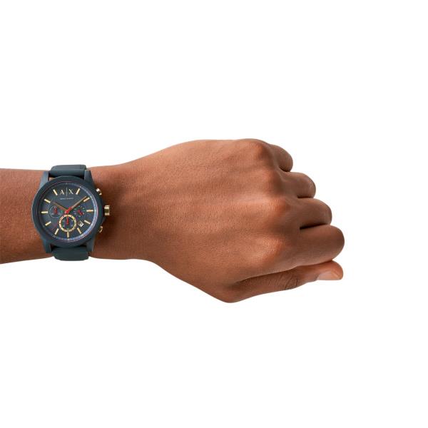 Armani Exchange Chronograph Quartz Blue Dial Silicone Strap Men's Watch AX1335
