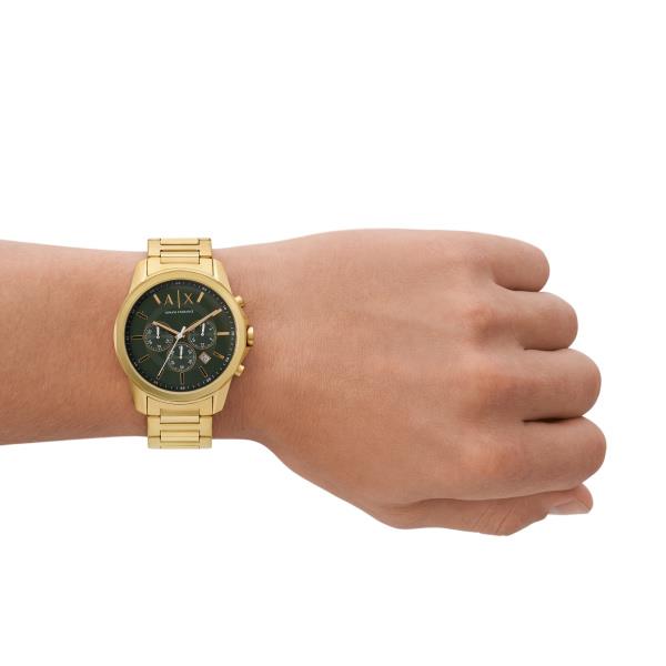 Armani Exchange Chronograph Quartz Green Dial Steel Strap Men’s Watch AX1746