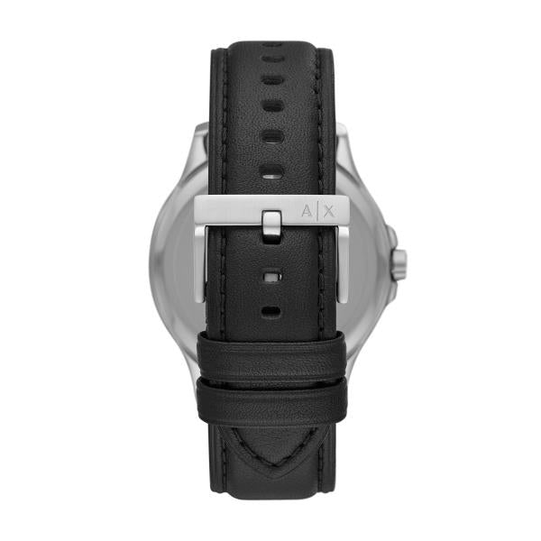 Armani Exchange Quartz Black Dial Black Leather Strap Men’s Watch AX2101