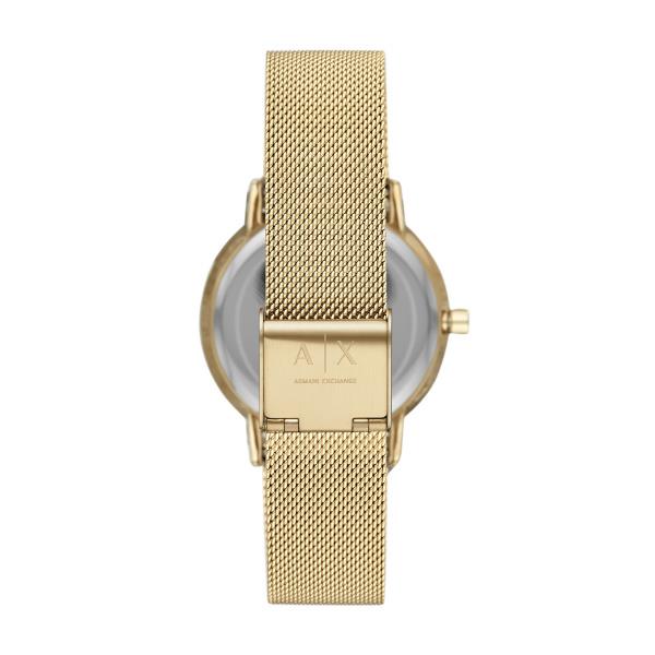 Armani Exchange Quartz Gold Dial Steel Strap Women's Watch AX5536