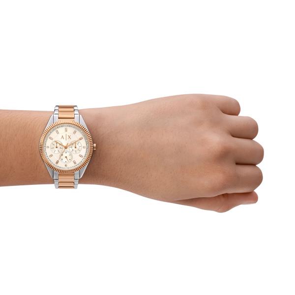 Armani Exchange Lady Giacomo Chronograph Quartz Steel Strap White Dial Ladies Watch AX5662