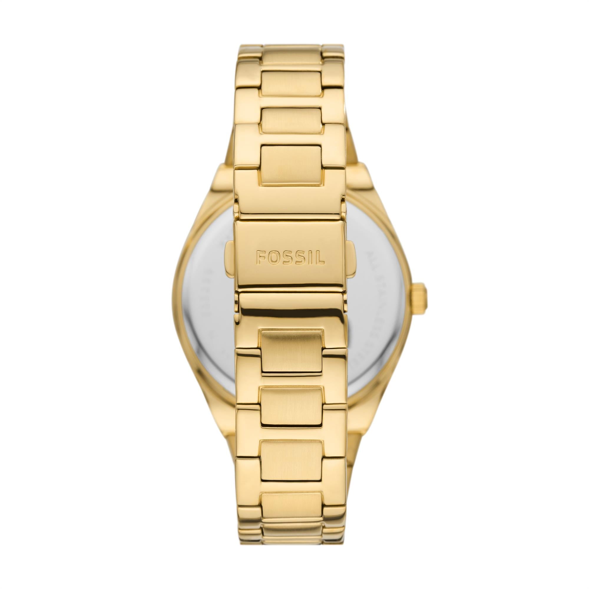 Fossil Scarlette Date Gold-Tone Stainless Steel Gold Dial Women's Watch ES5299