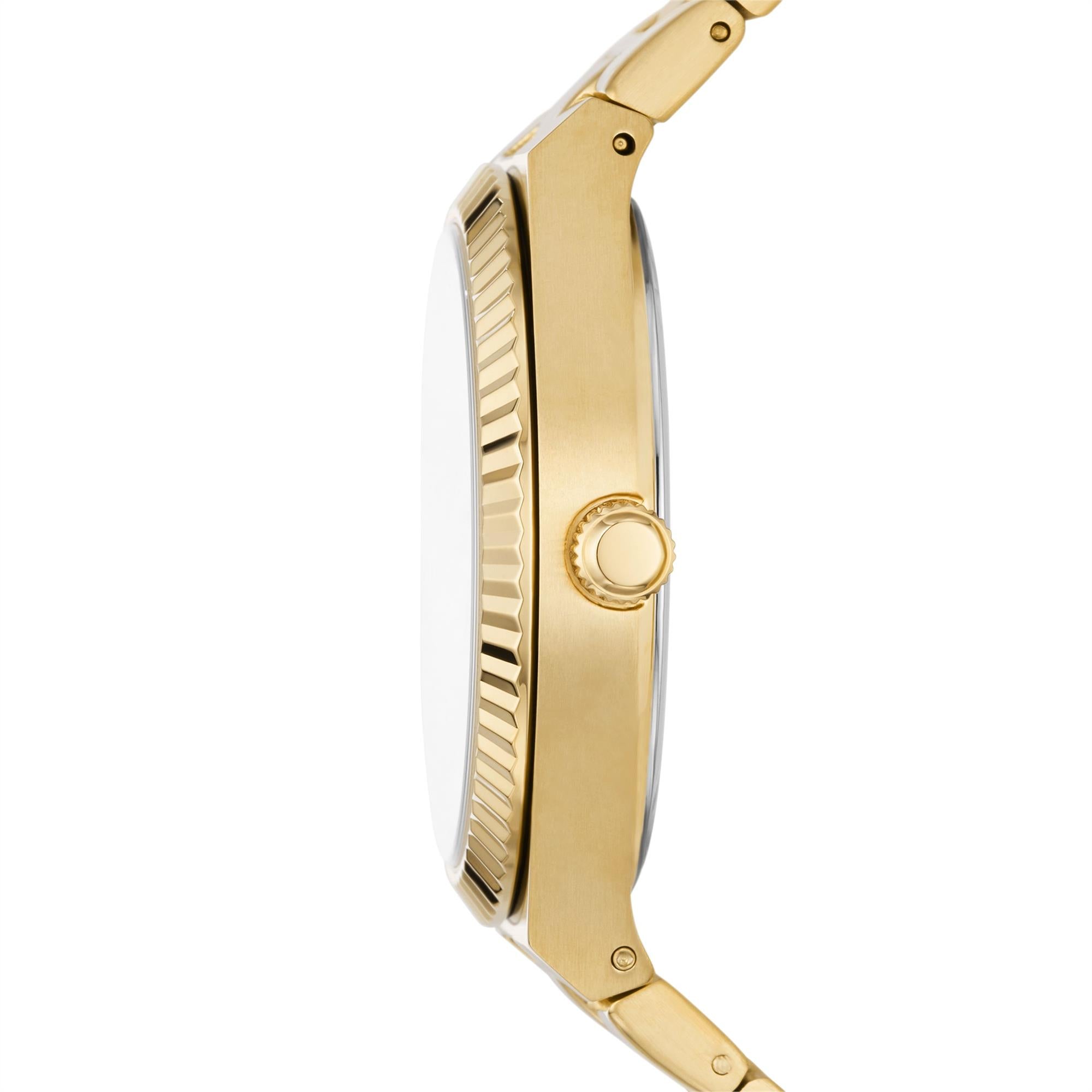Fossil Scarlette Date Gold-Tone Stainless Steel Gold Dial Women's Watch ES5299