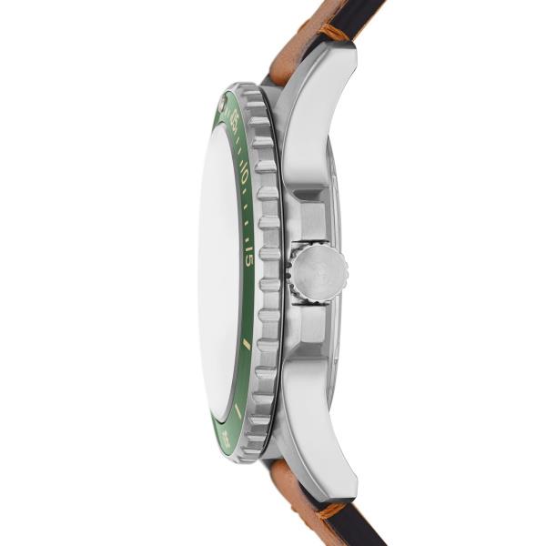 Fossil Blue Dive Quartz Green Dial Leather Strap Men's Watch FS5946