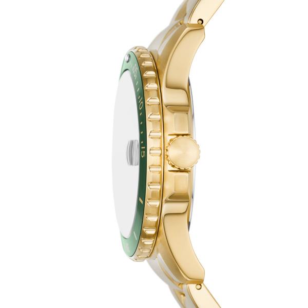 Fossil Green Dial Gold-Tone Stainless Steel Bracelet Men's Watch FS6030