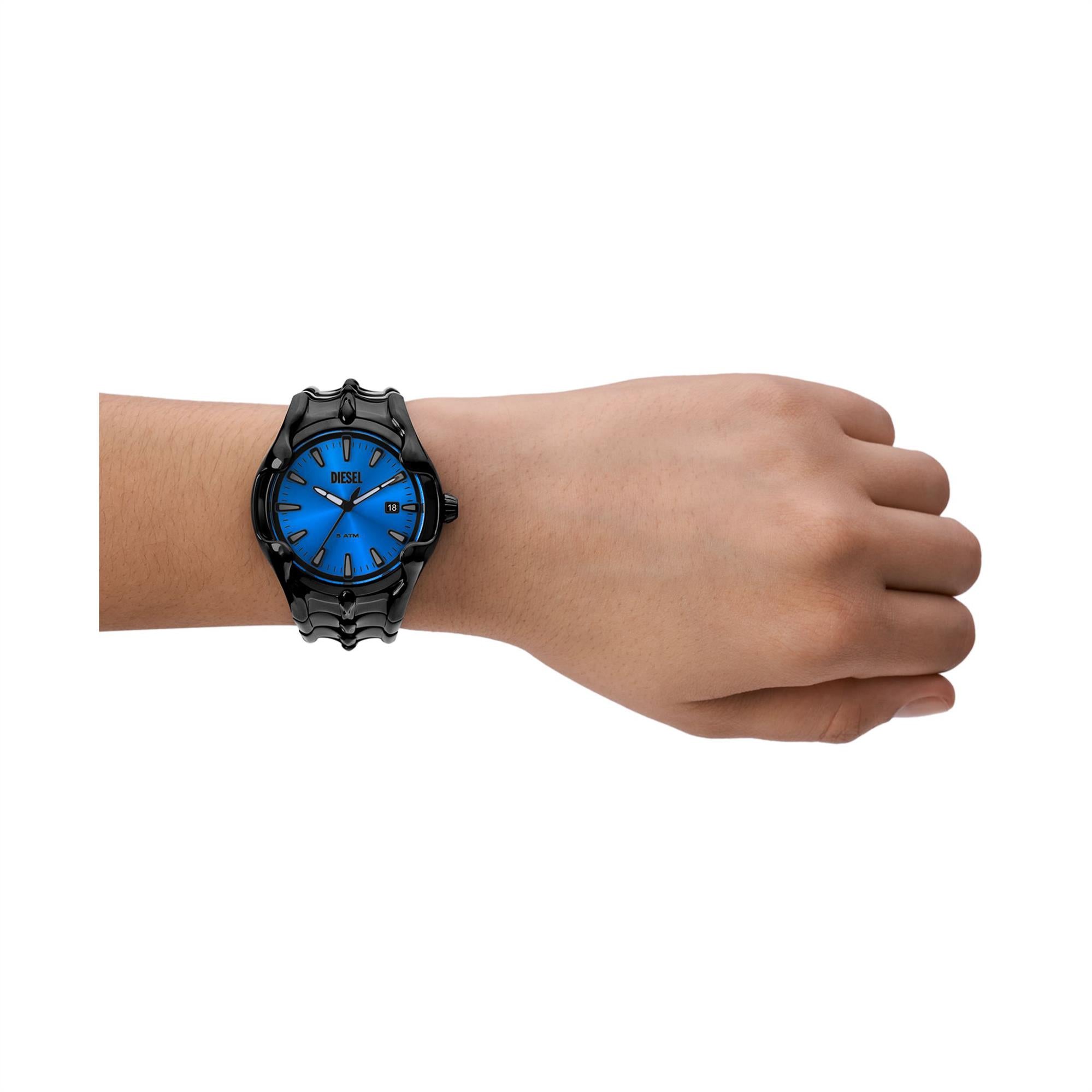 Diesel Vert Black Stainless Steel Bracelet Blue Dial Men's Watch DZ2198