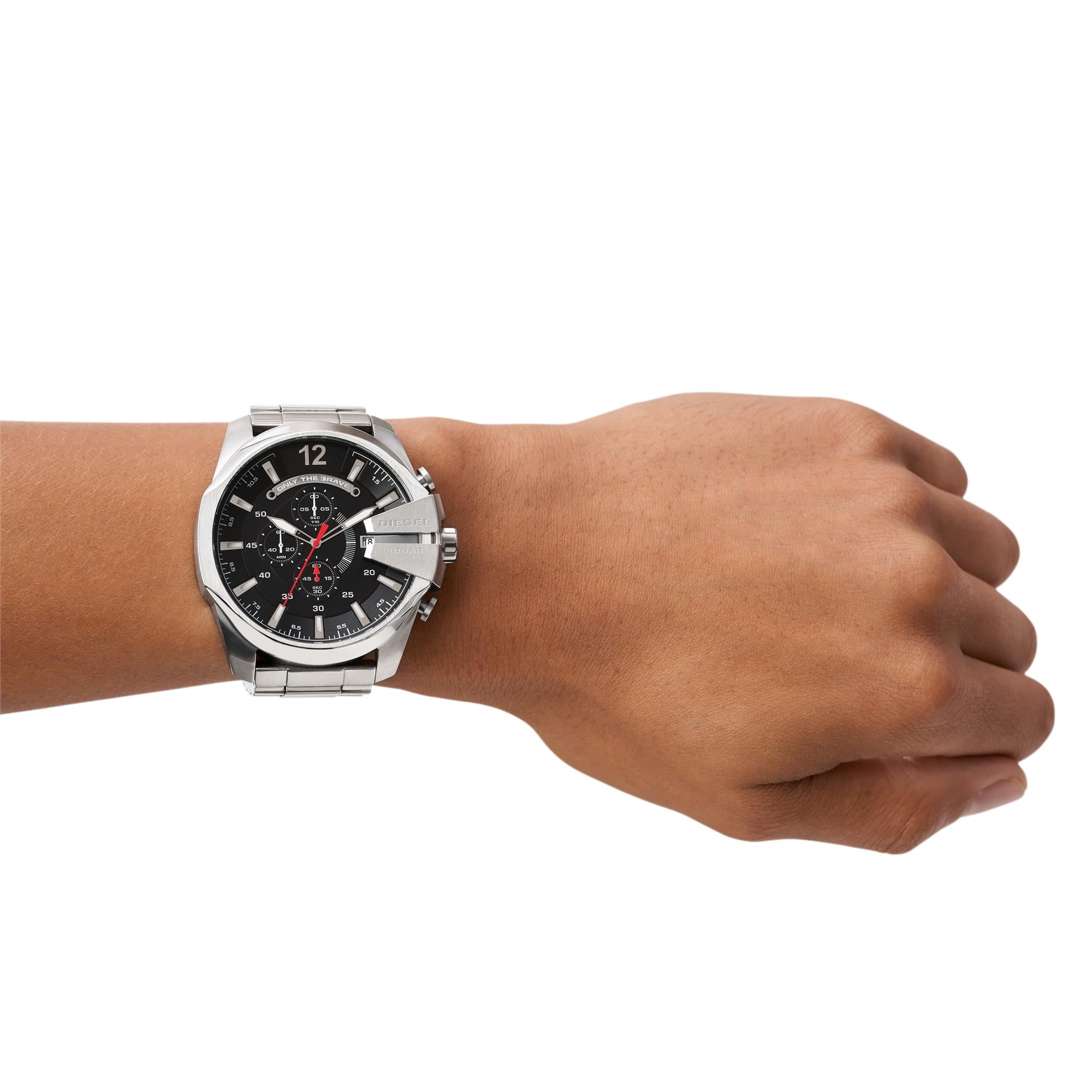Diesel Mega Chief Stainless Steel Strap Black Dial Men's Watch DZ4308