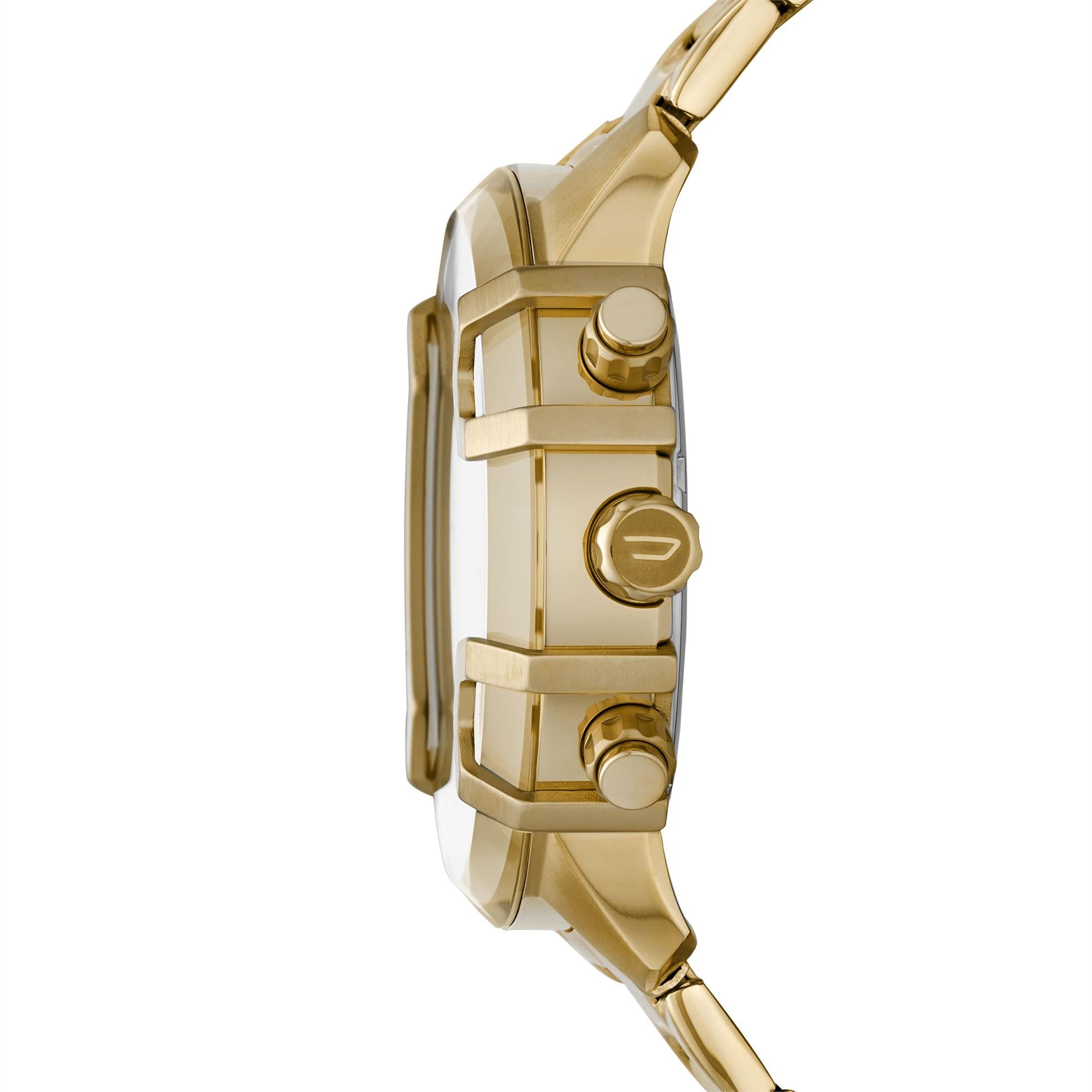 Diesel Griffed Gold-Tone Stainless Steel Bracelet Black Dial Men's Watch DZ4522