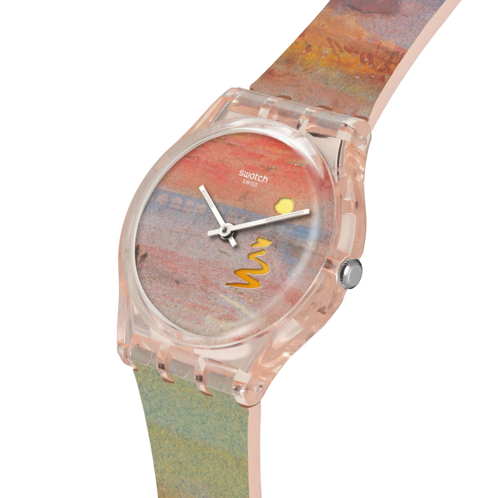Swatch Turner's Scarlet Sunset Pink Dial Silicone Strap Unisex Watch SO28Z700C