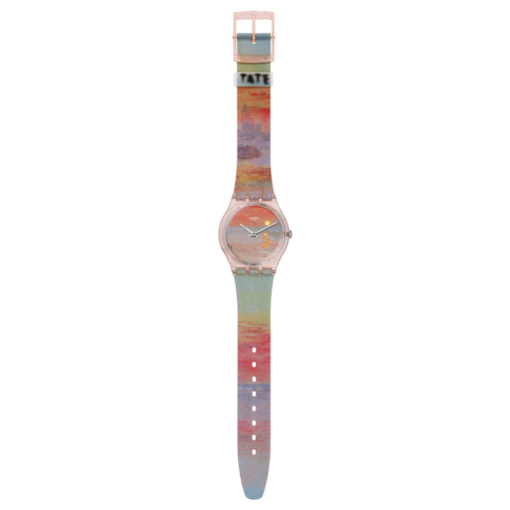 Swatch Turner's Scarlet Sunset Pink Dial Silicone Strap Unisex Watch SO28Z700C