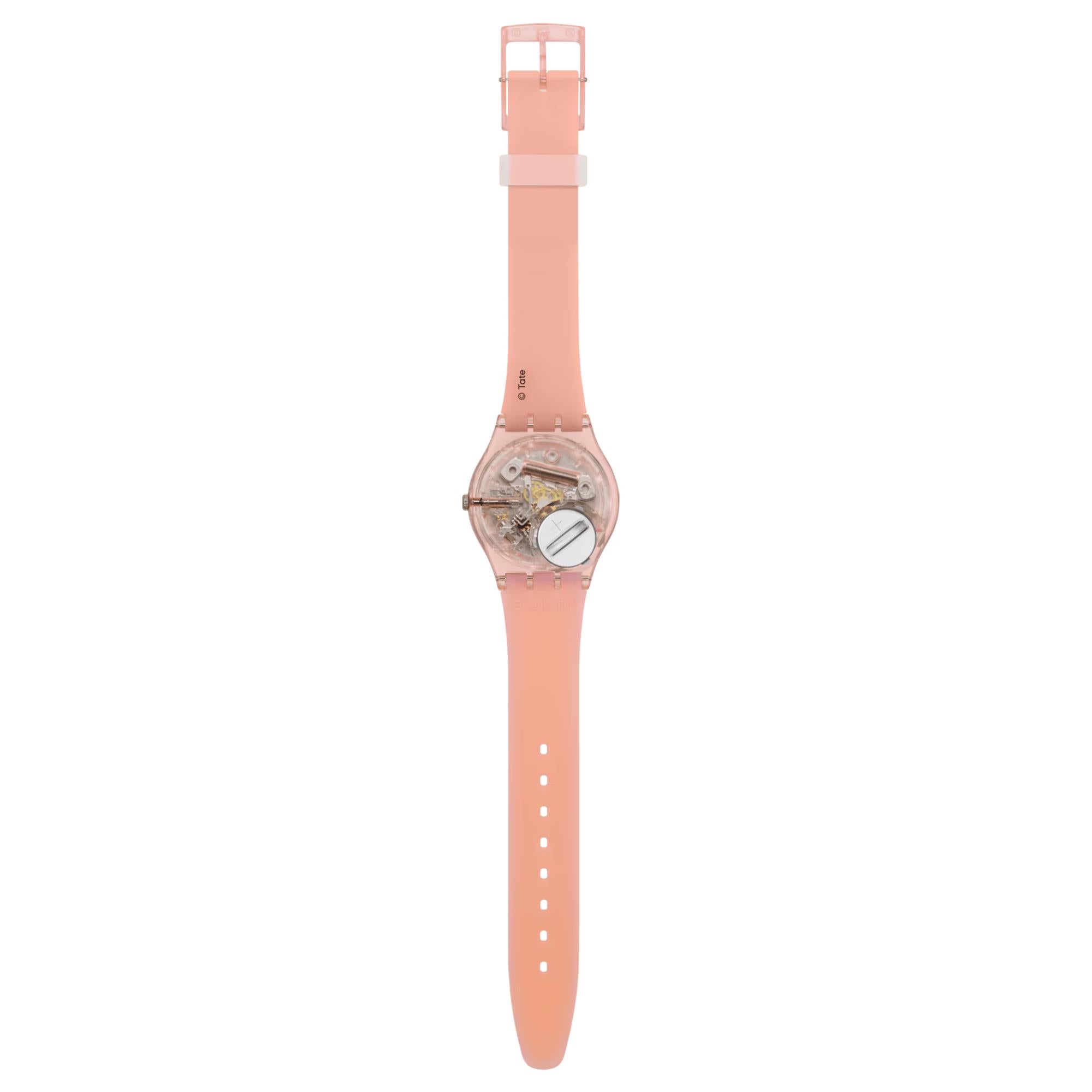 Swatch Turner's Scarlet Sunset Pink Dial Silicone Strap Unisex Watch SO28Z700C