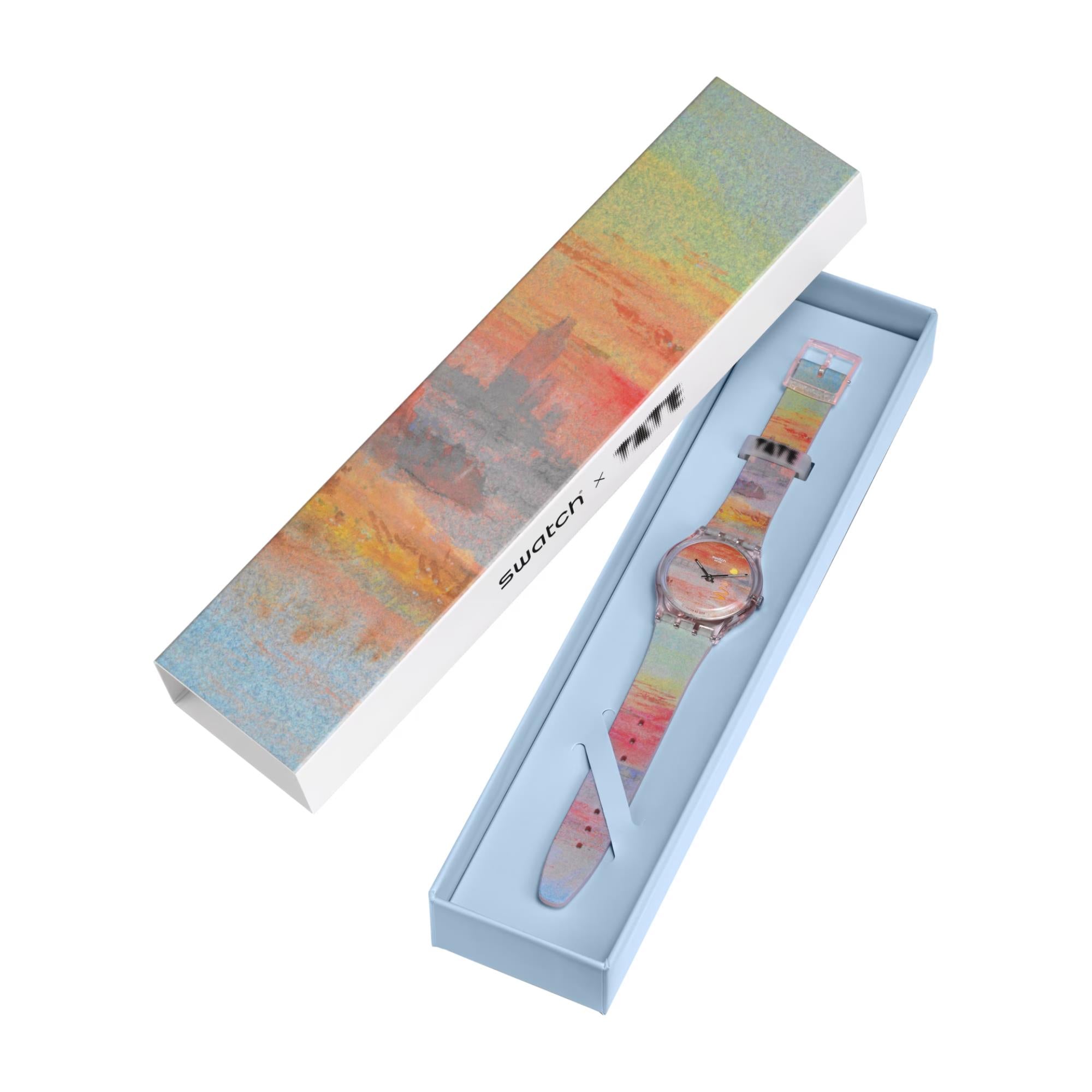 Swatch Turner's Scarlet Sunset Pink Dial Silicone Strap Unisex Watch SO28Z700C