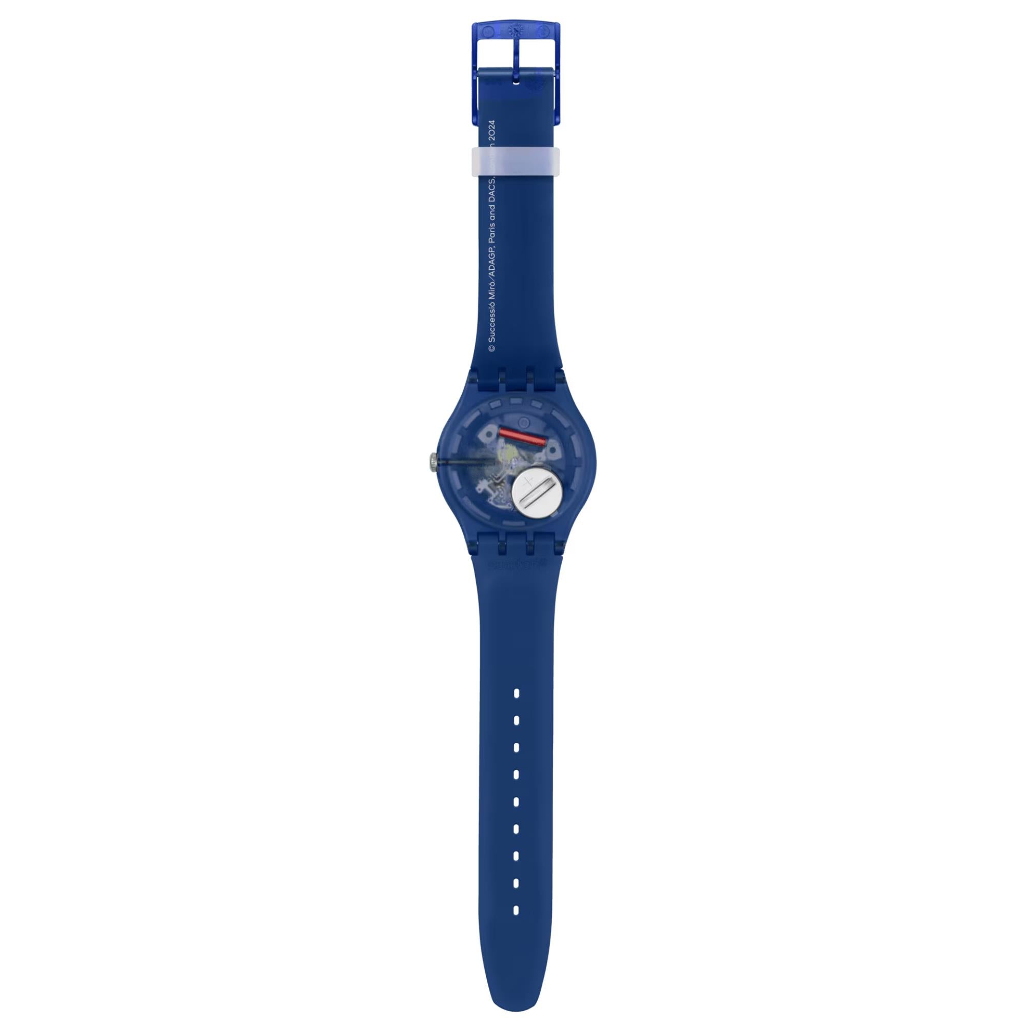 Swatch Miro's Women & Bird in the Moonlight Blue Dial Silicone Strap Unisex Watch SO29Z136C