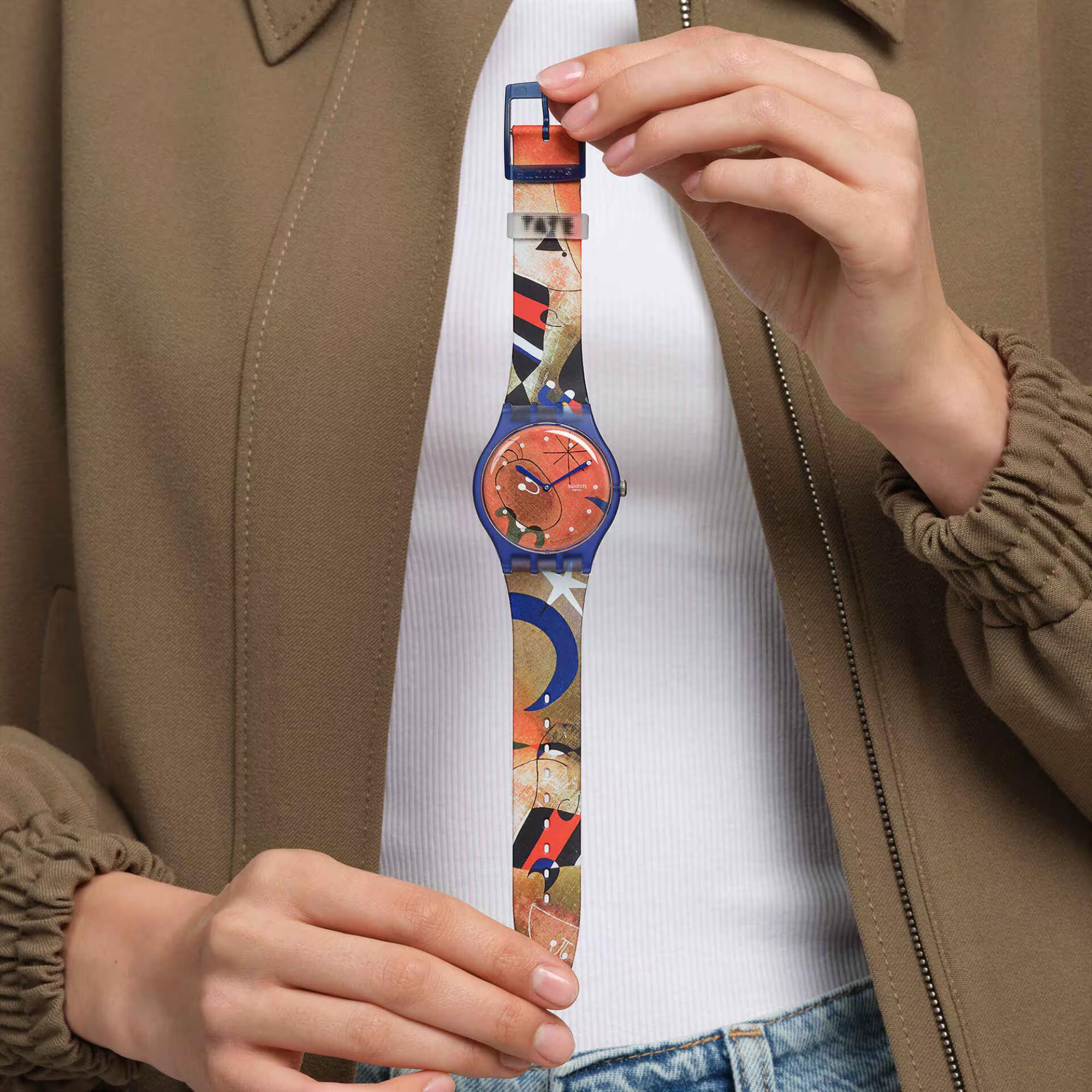 Swatch Miro's Women & Bird in the Moonlight Blue Dial Silicone Strap Unisex Watch SO29Z136C