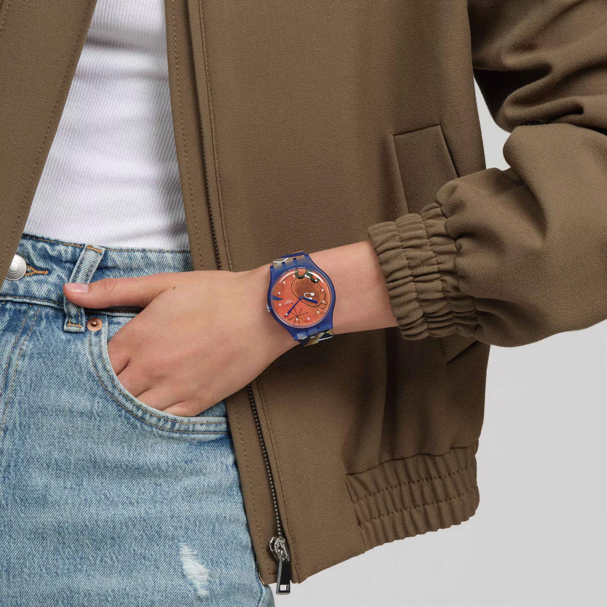 Swatch Miro's Women & Bird in the Moonlight Blue Dial Silicone Strap Unisex Watch SO29Z136C