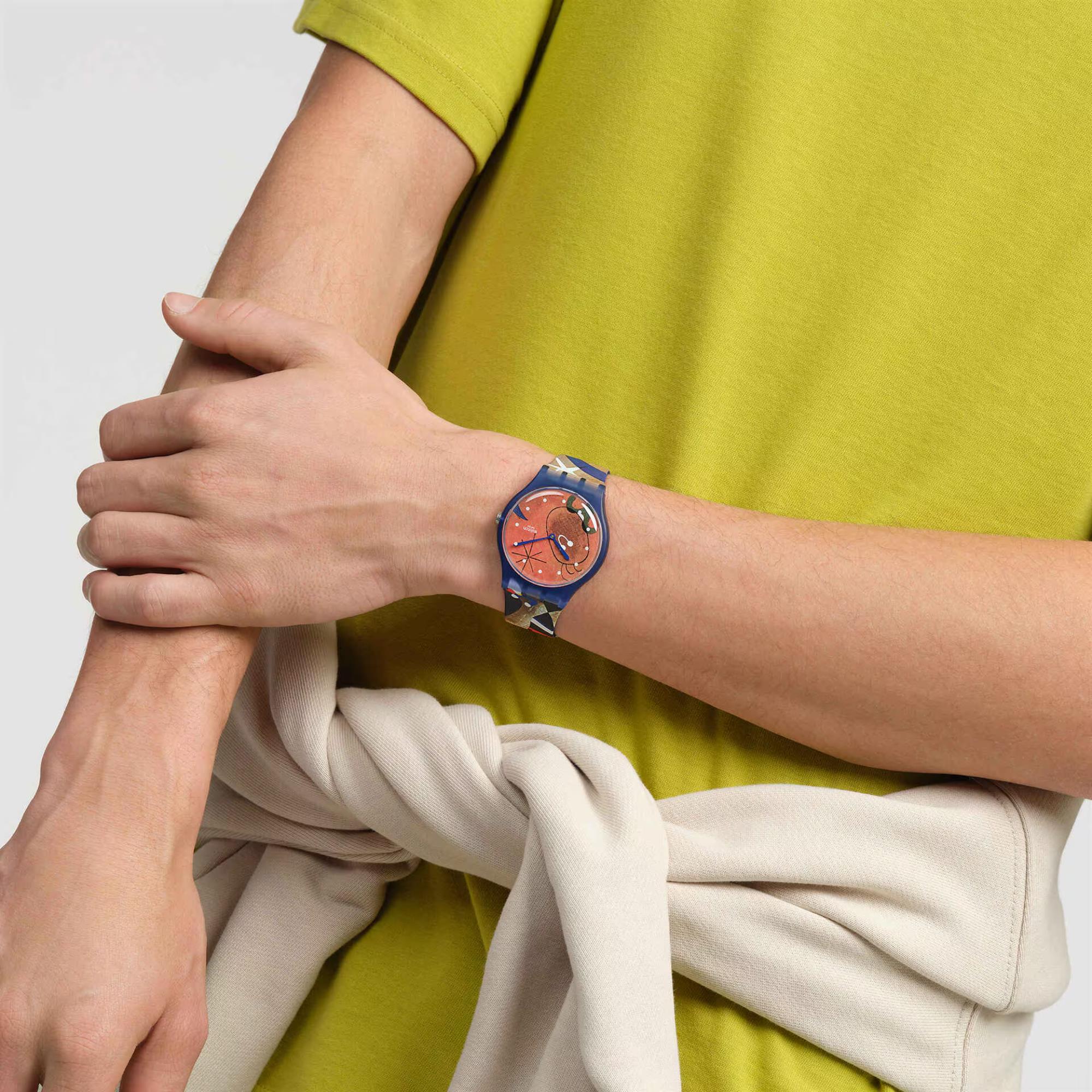 Swatch Miro's Women & Bird in the Moonlight Blue Dial Silicone Strap Unisex Watch SO29Z136C