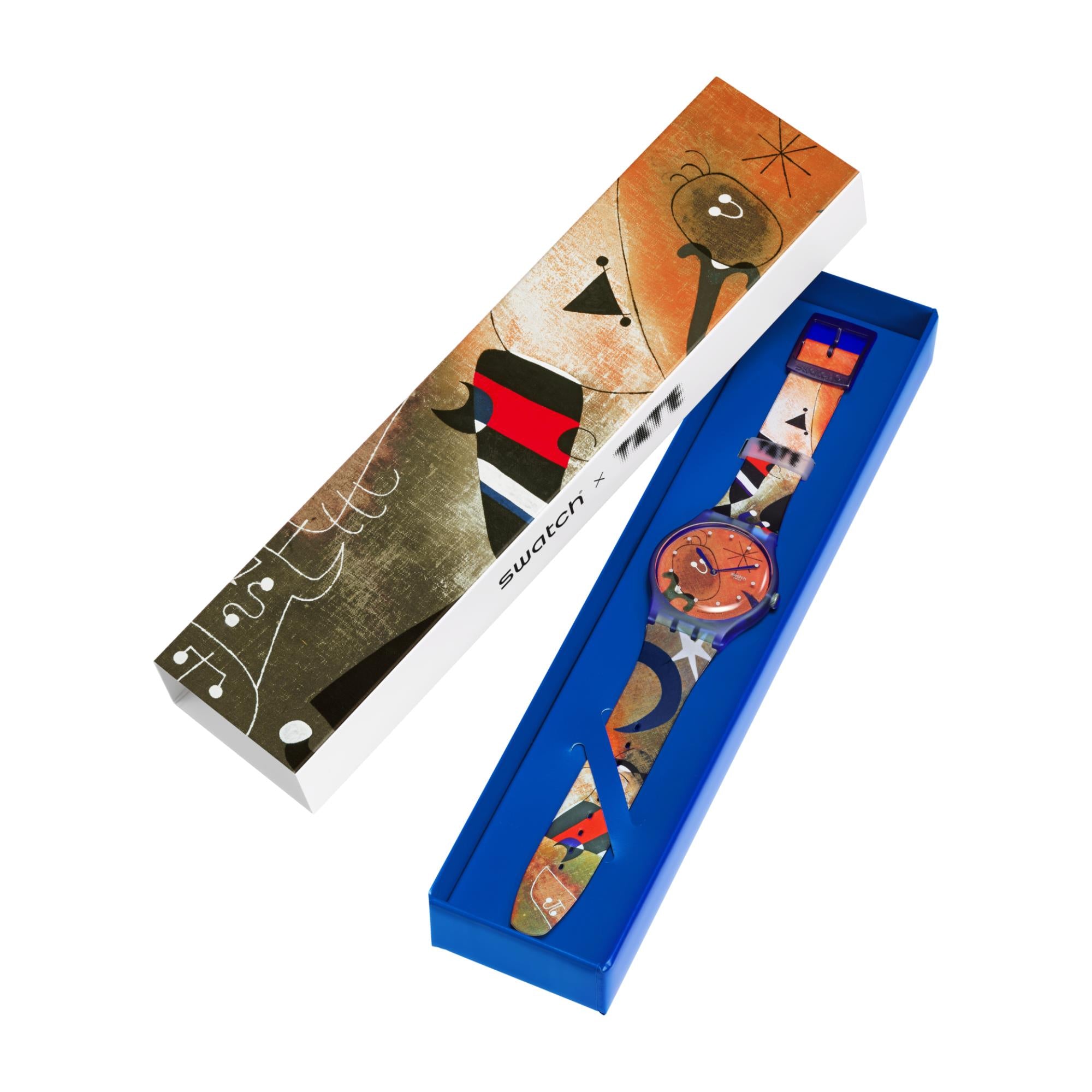 Swatch Miro's Women & Bird in the Moonlight Blue Dial Silicone Strap Unisex Watch SO29Z136C
