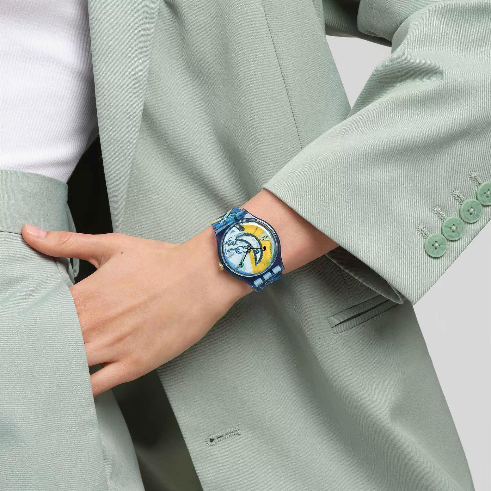 Swatch Chagall's Blue Circus Blue Dial Silicone Strap Unisex Watch SUOZ365C