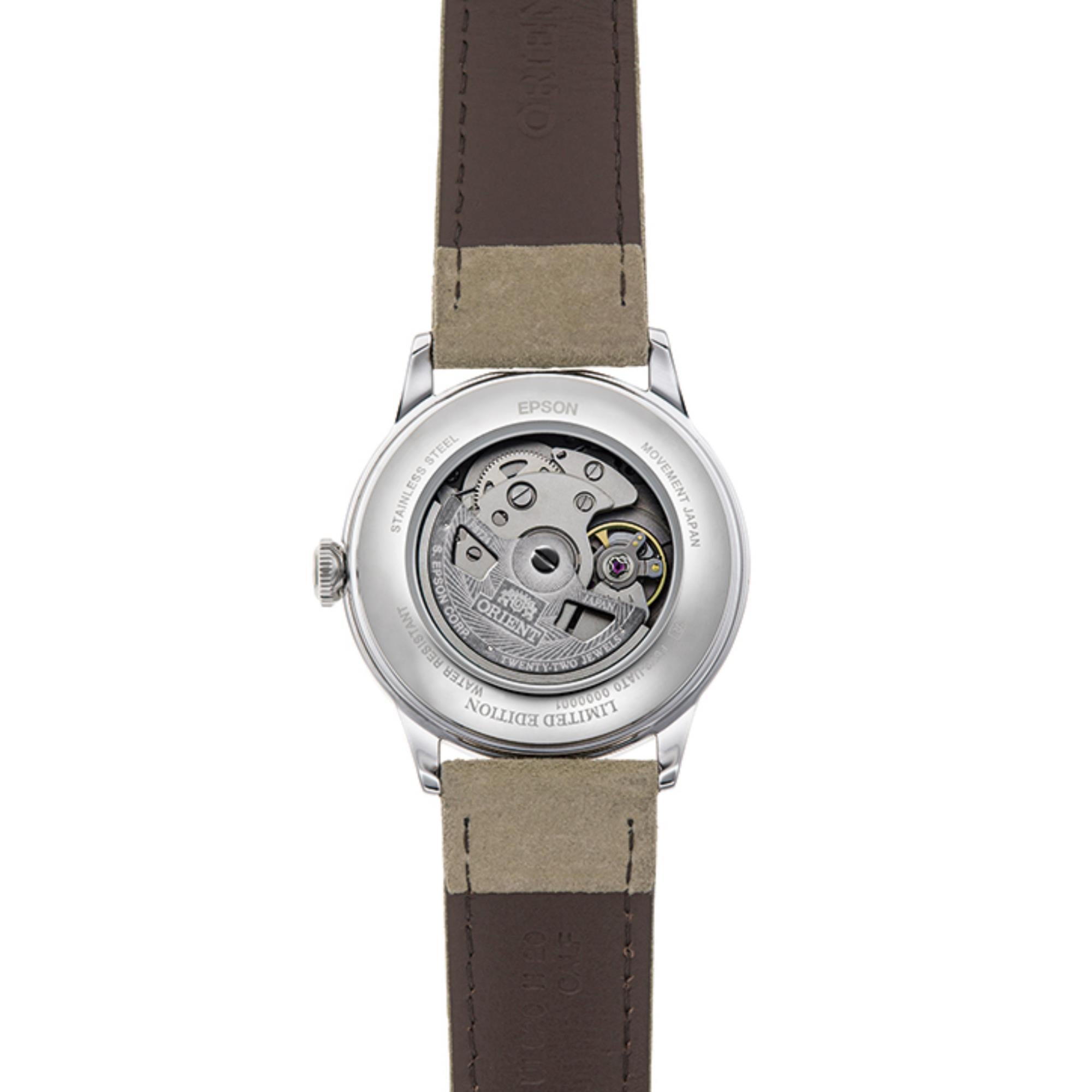 Orient Bambino 38mm Ex-Display Version 7 Limited Edition Champagne Dial Leather Mens Automatic Watch RA-AC0M05G10B