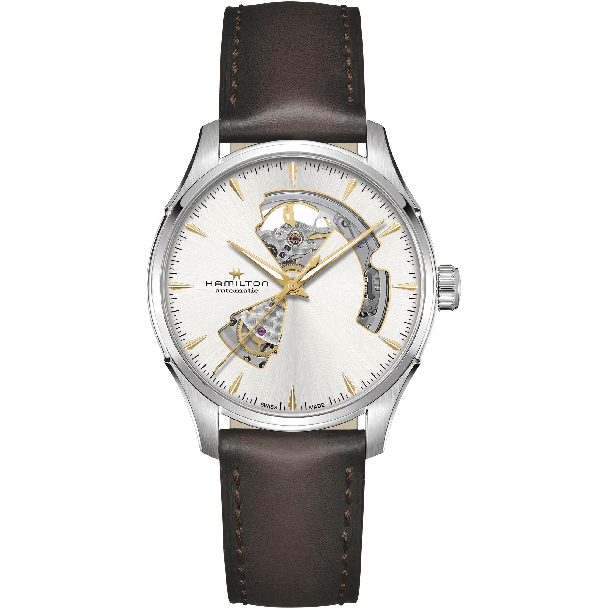 Hamilton Jazzmaster Open Heart Automatic Silver Dial Brown Leather Strap Men's Watch H32675551
