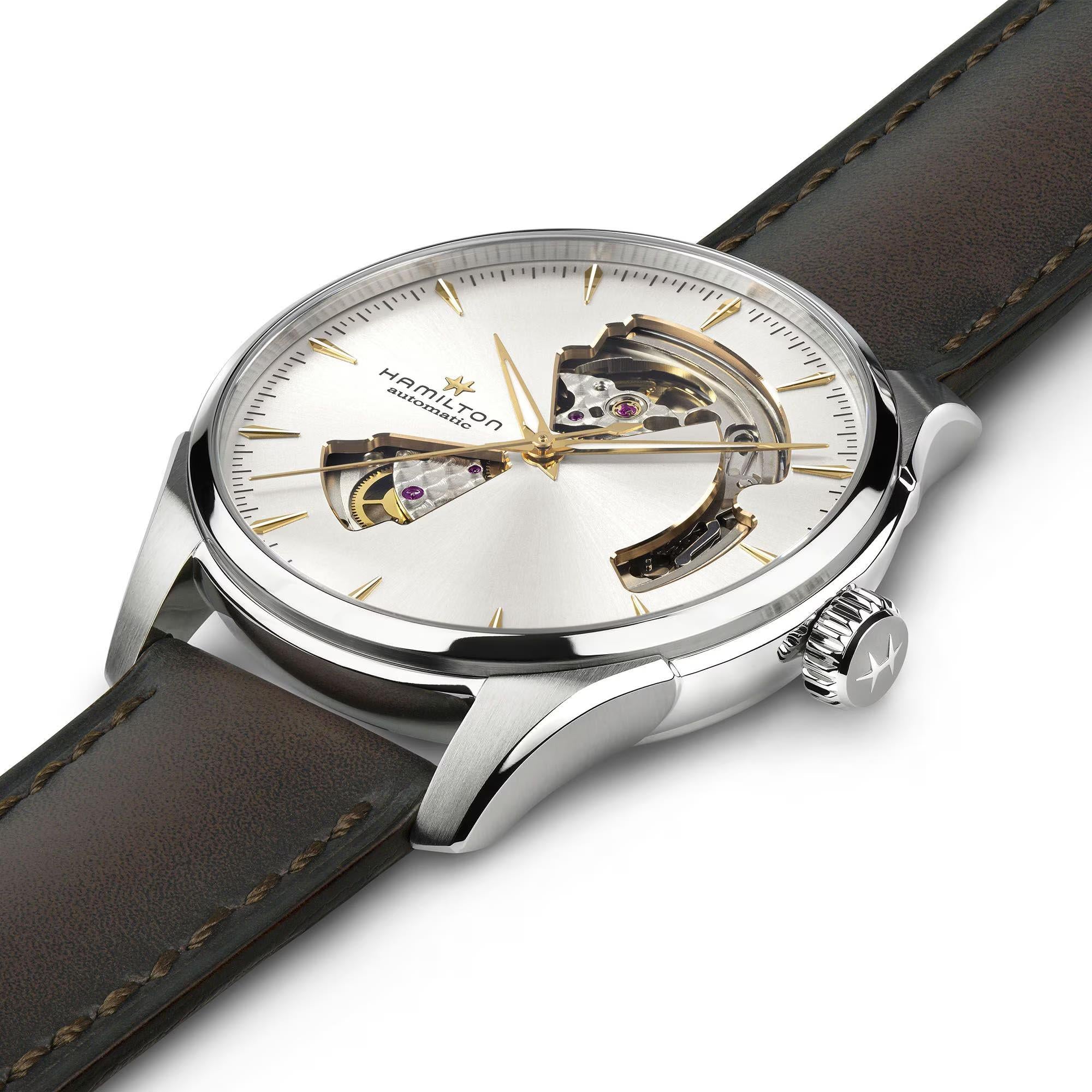 Hamilton Jazzmaster Open Heart Automatic Silver Dial Brown Leather Strap Men's Watch H32675551