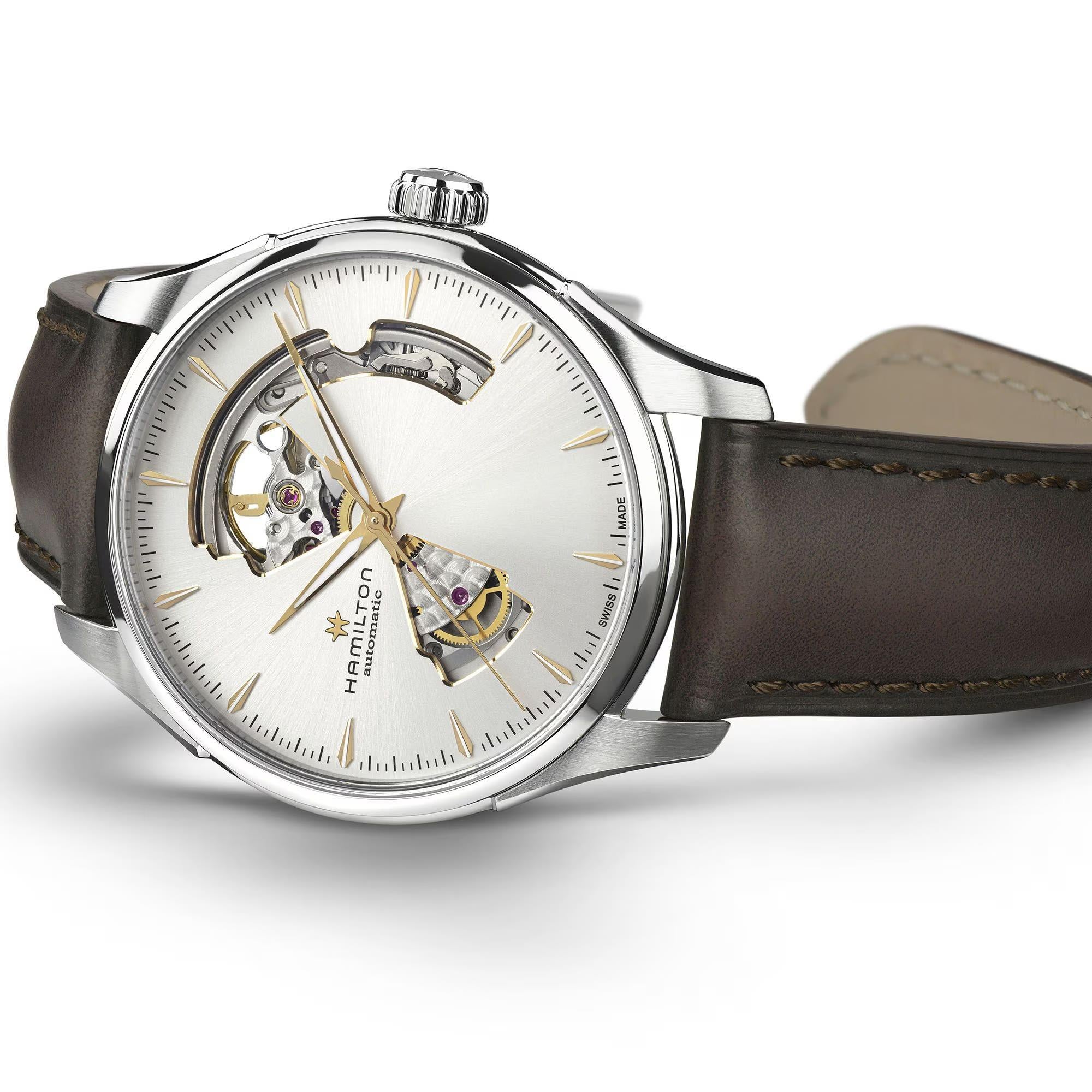 Hamilton Jazzmaster Open Heart Automatic Silver Dial Brown Leather Strap Men's Watch H32675551