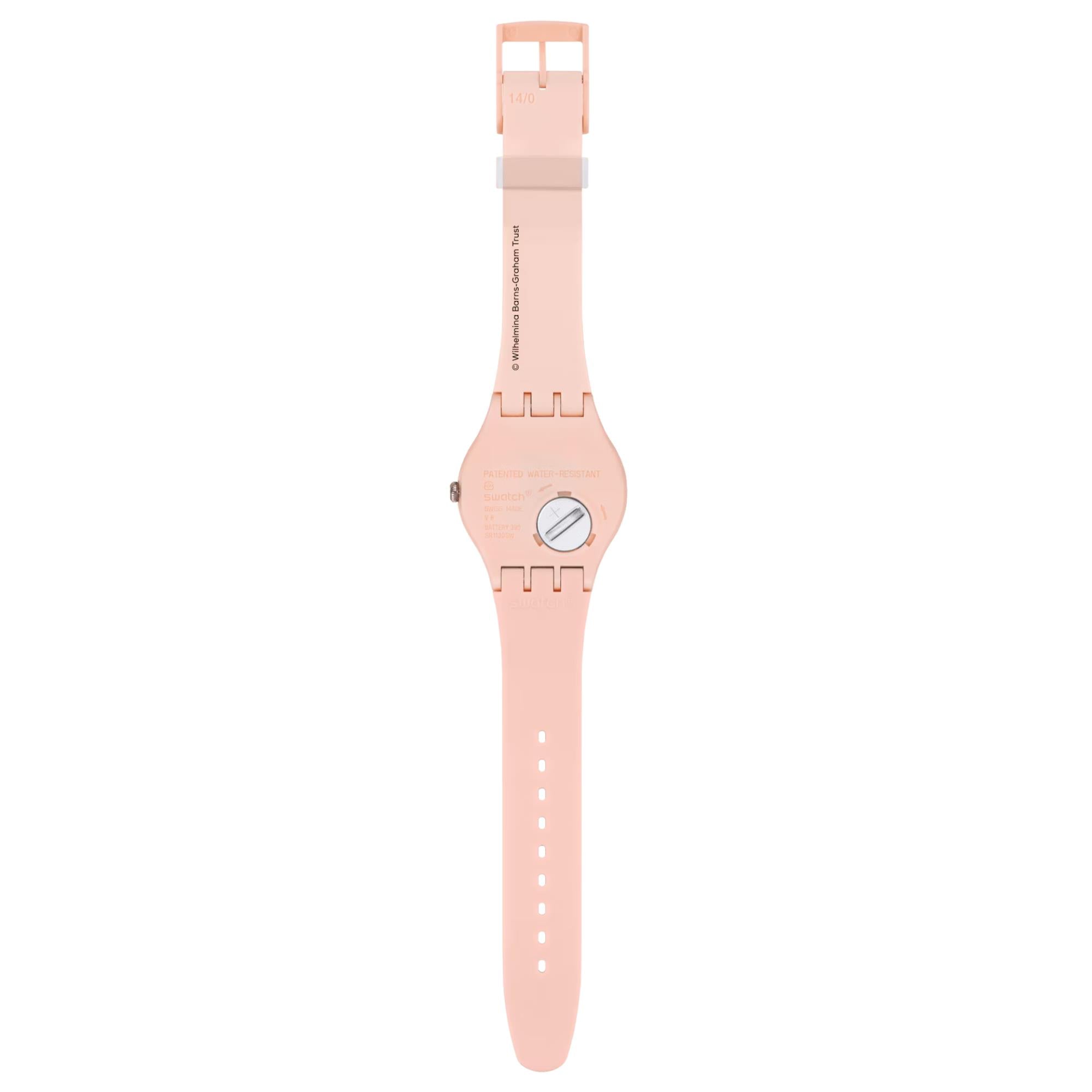Swatch Barns-Graham's Orange and Red on Pink Dial Silicone Strap Unisex Watch SUOZ362C