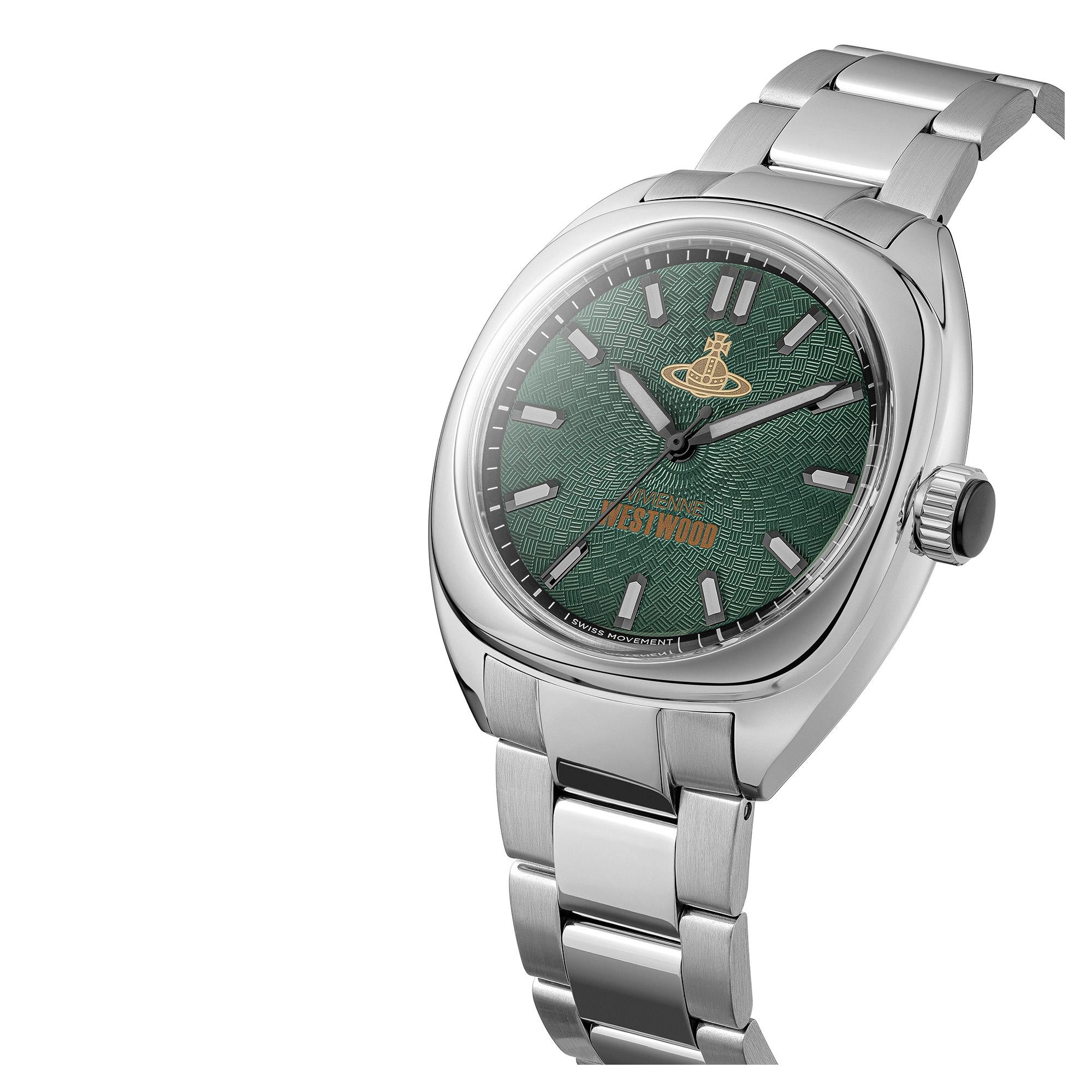 Vivienne Westwood Redbridge Quartz Green Dial Steel Strap Men's Watch VV300GRSL
