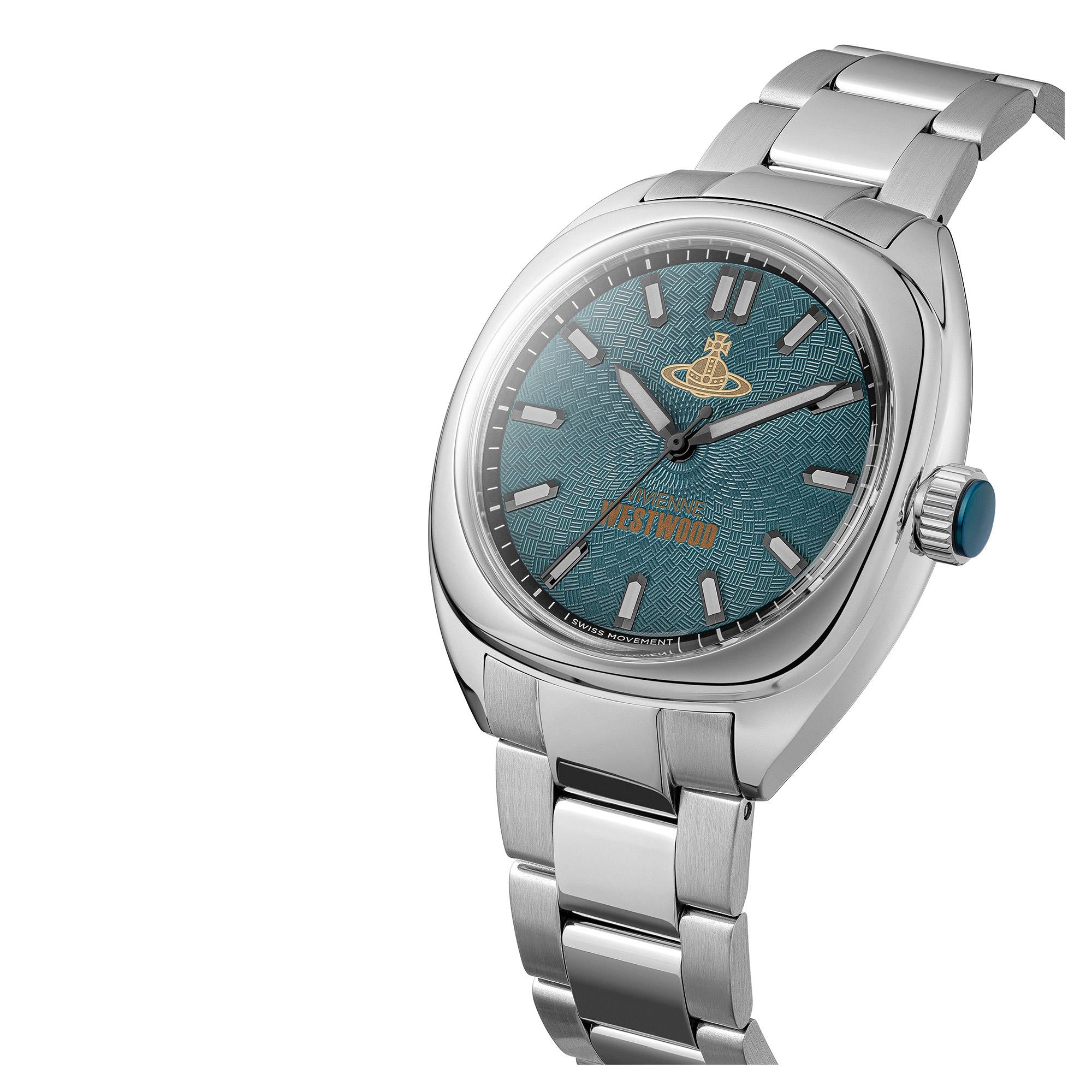 Vivienne Westwood Redbridge Quartz Blue Teal Dial Steel Strap Men’s Watch VV300TESL