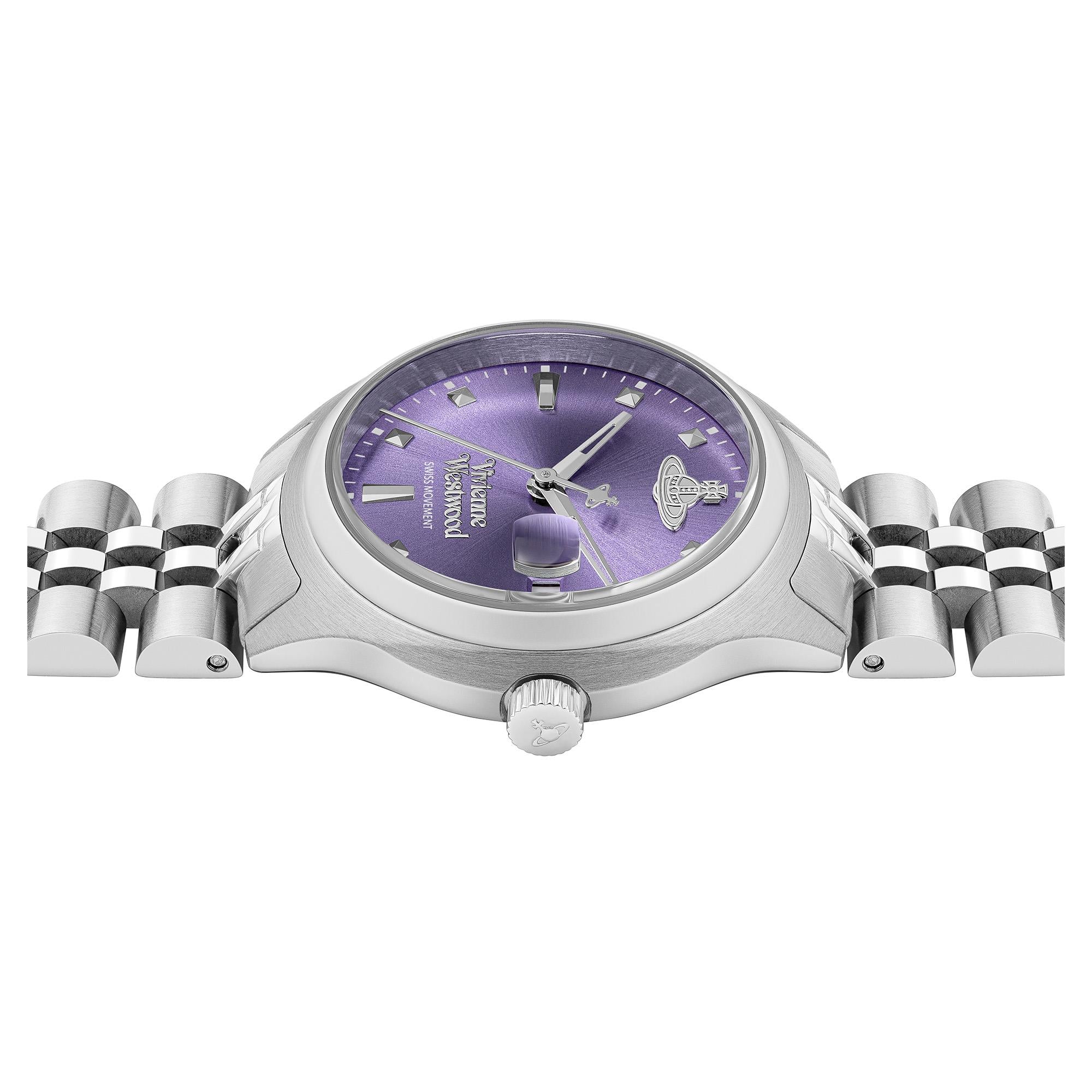 Vivienne Westwood Little Camberwell Quartz Purple Dial Steel Strap Women's Watch VV311PPSL