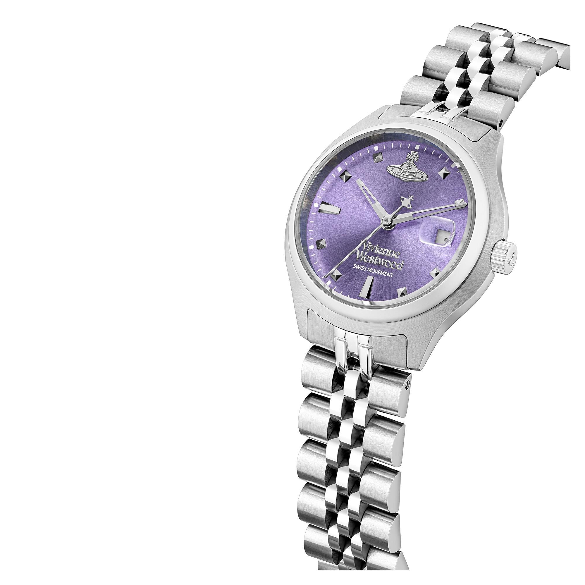 Vivienne Westwood Little Camberwell Quartz Purple Dial Steel Strap Women's Watch VV311PPSL