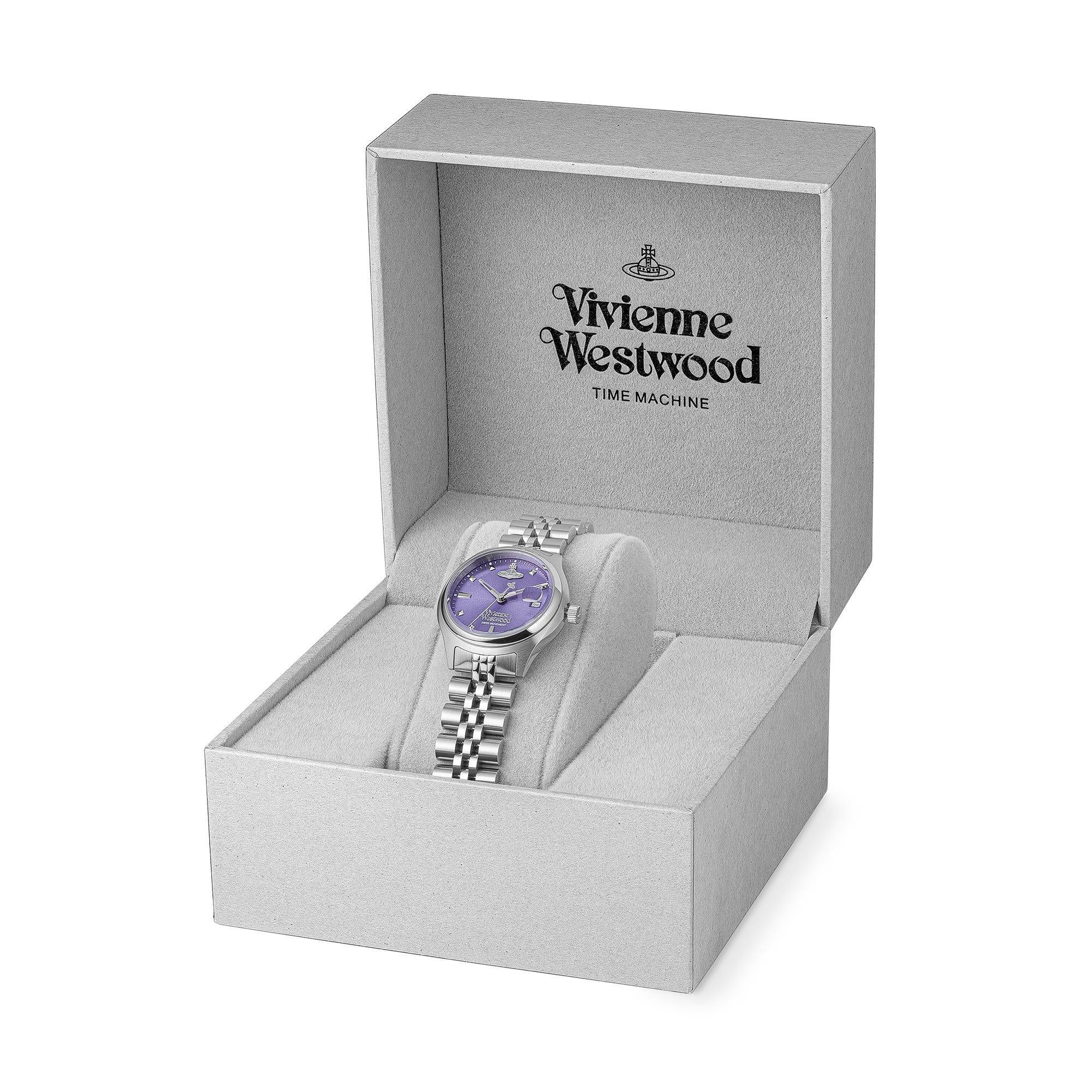 Vivienne Westwood Little Camberwell Quartz Purple Dial Steel Strap Women's Watch VV311PPSL