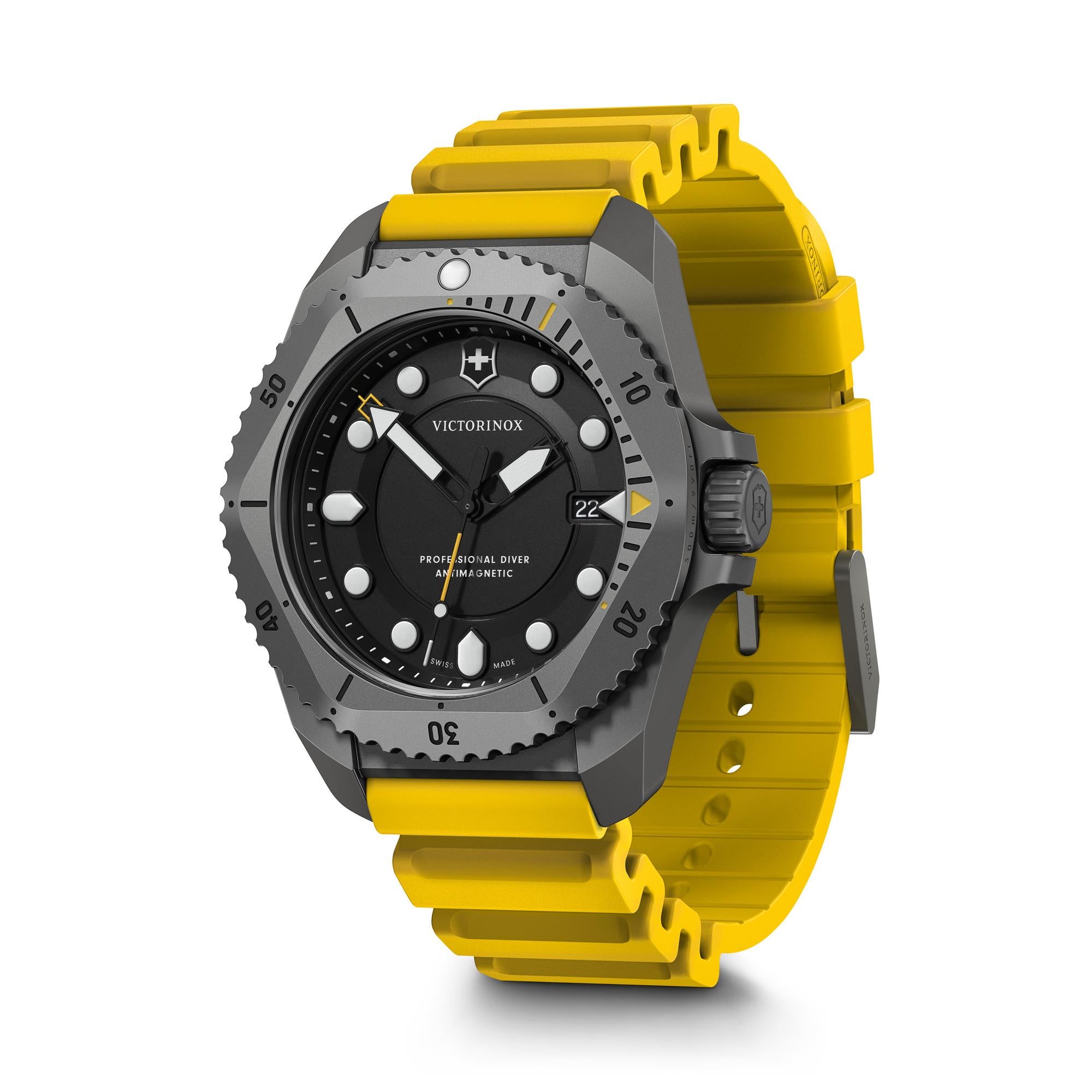 Victorinox Dive Pro Quartz Black Dial Yellow Strap Men’s Watch 241992