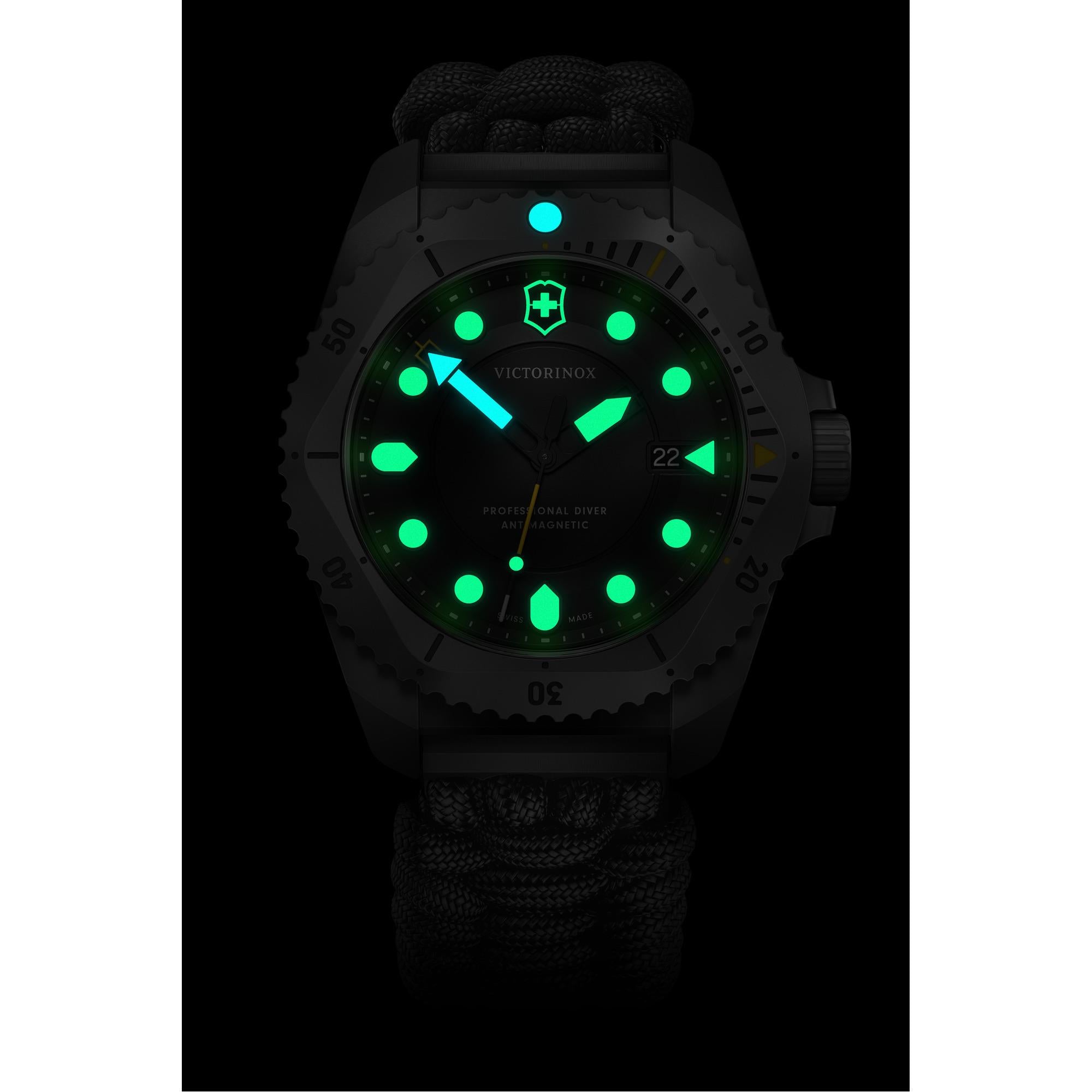 Victorinox Dive Pro Quartz Black Dial Black Paracord Strap Men’s Watch 241993.1