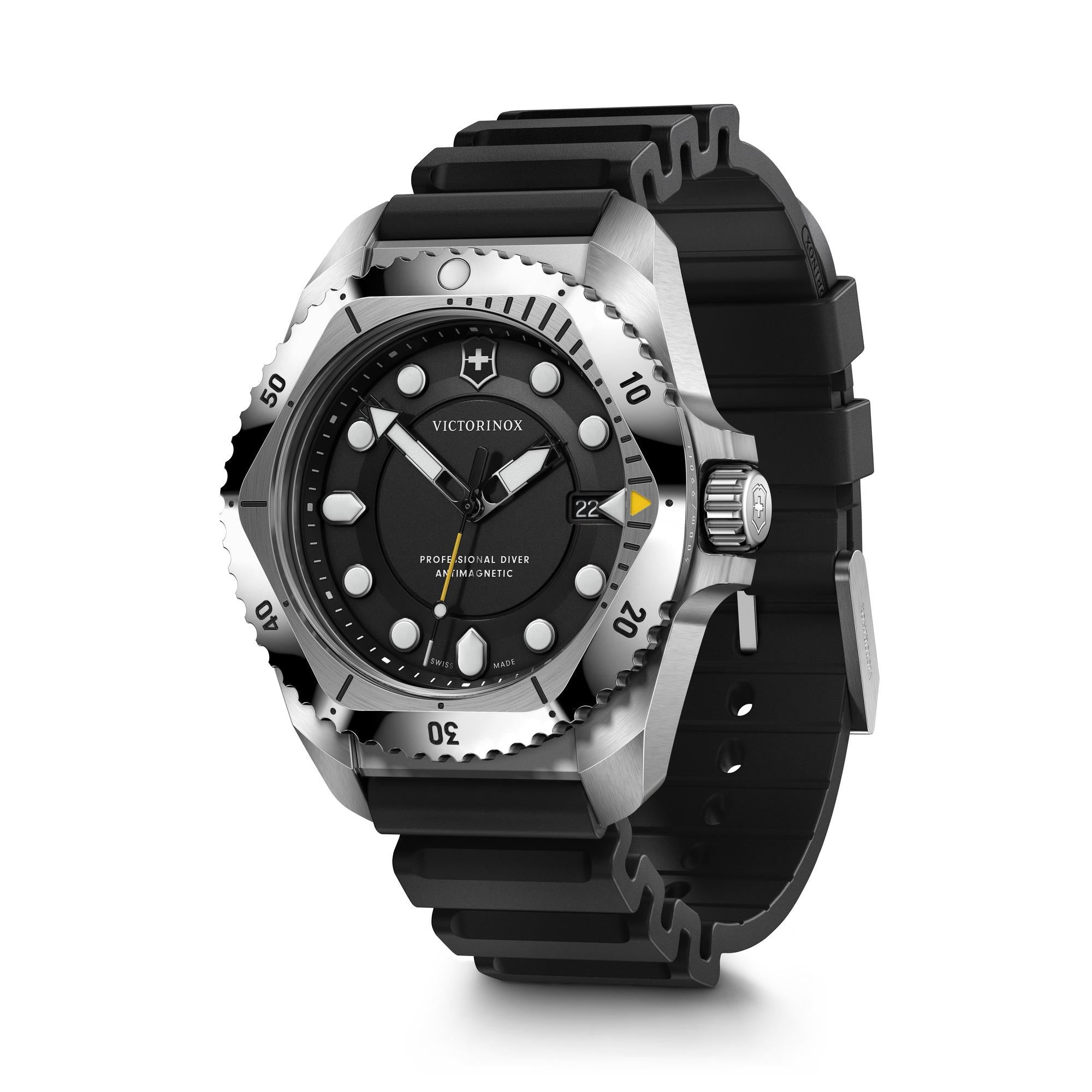 Victorinox Dive Pro 43mm Black Dial Rubber Mens Quartz Watch 241990