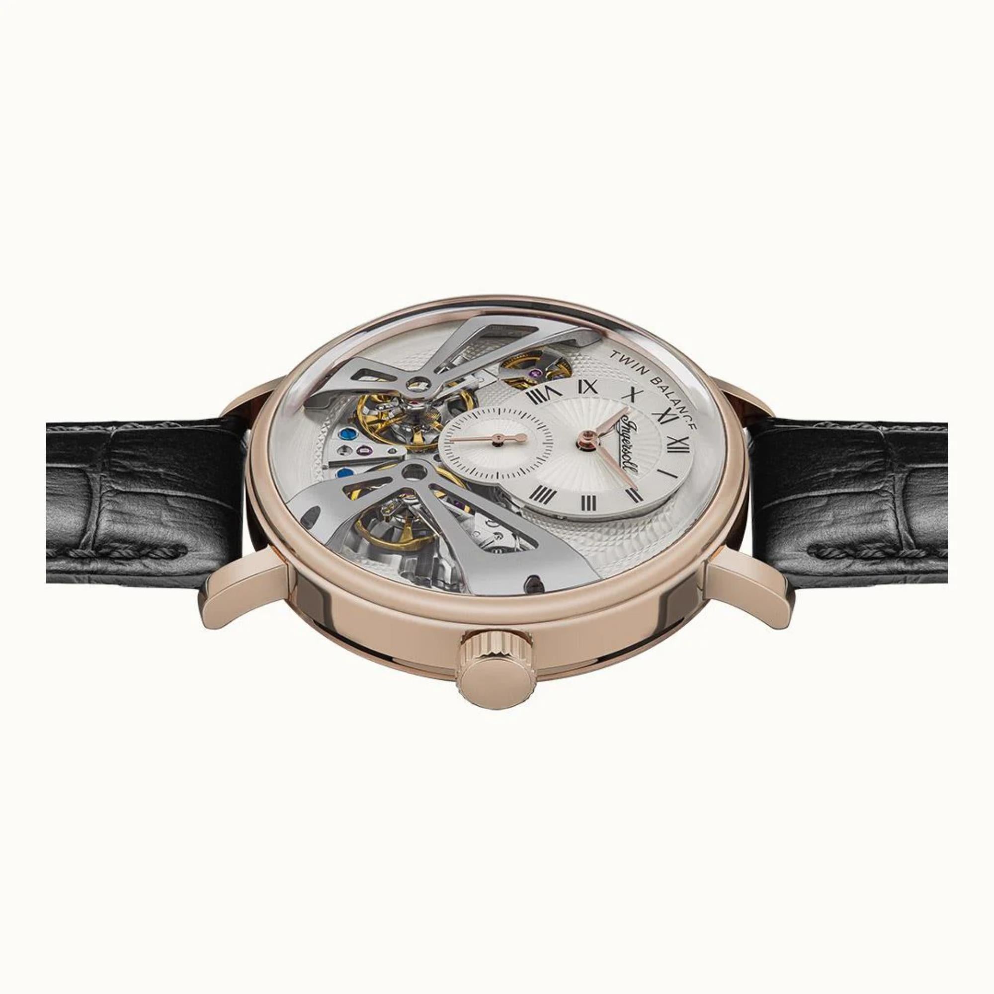 Ingersoll 1892 The Tennessee Automatic Men's Watch with Grey Vinyl and fan texture Dial and Leather Strap - I13101