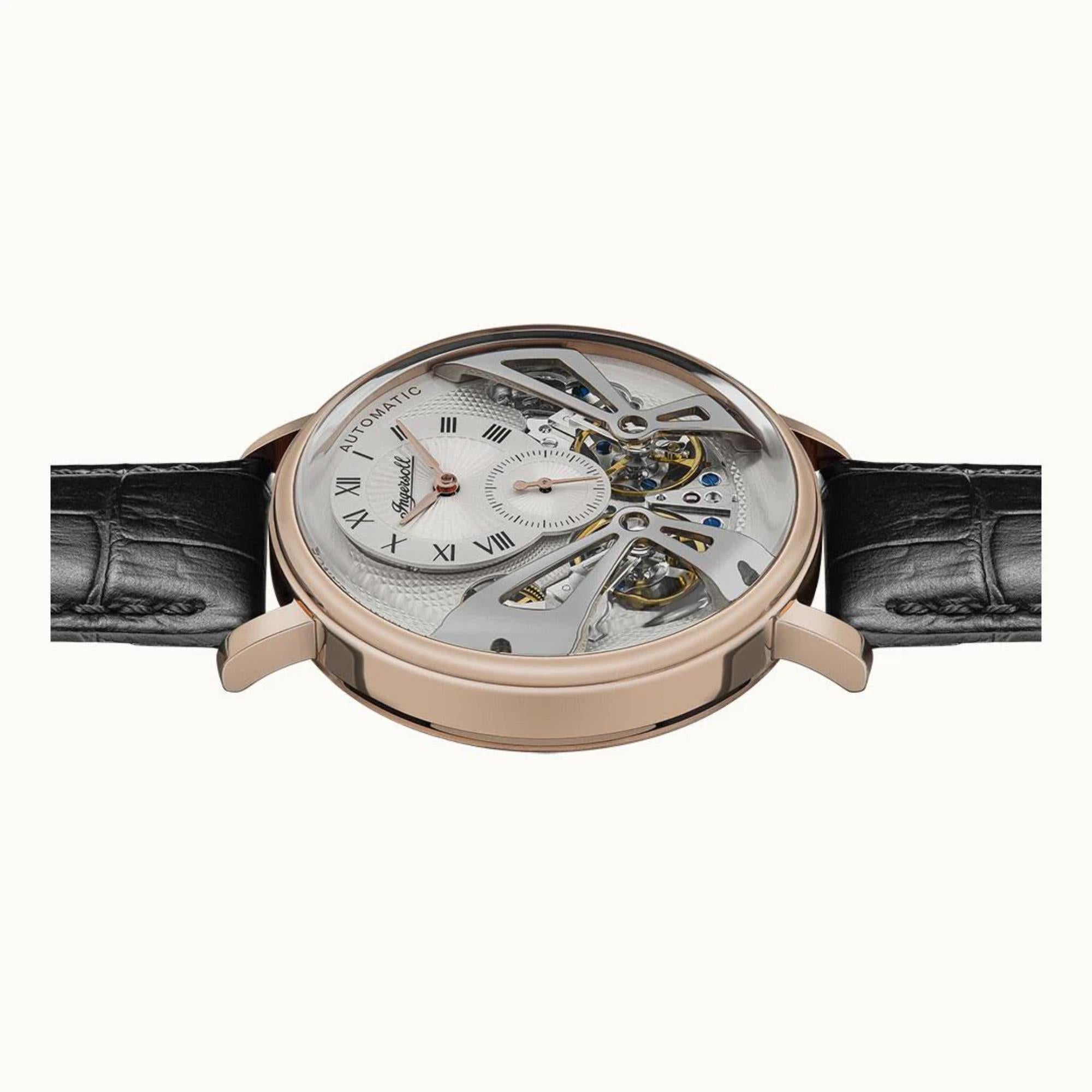 Ingersoll 1892 The Tennessee Automatic Men's Watch with Grey Vinyl and fan texture Dial and Leather Strap - I13101