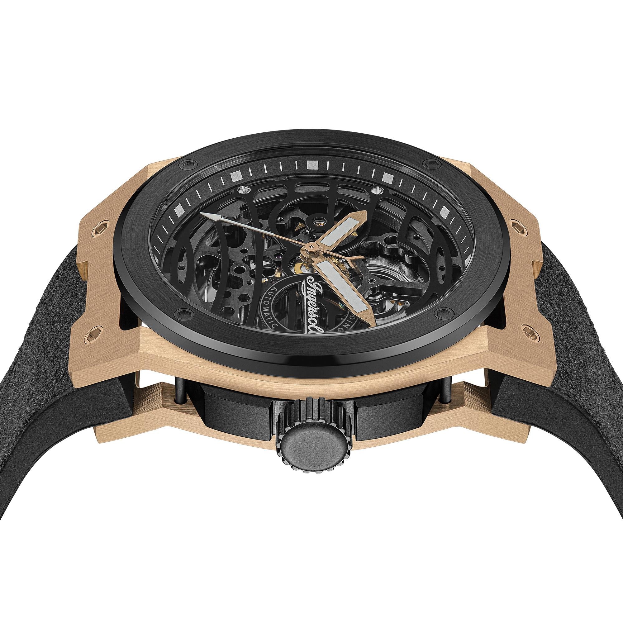 Ingersoll 1892 The Springfield Automatic Men's Watch with Black Dial and Black PU Strap - I15202