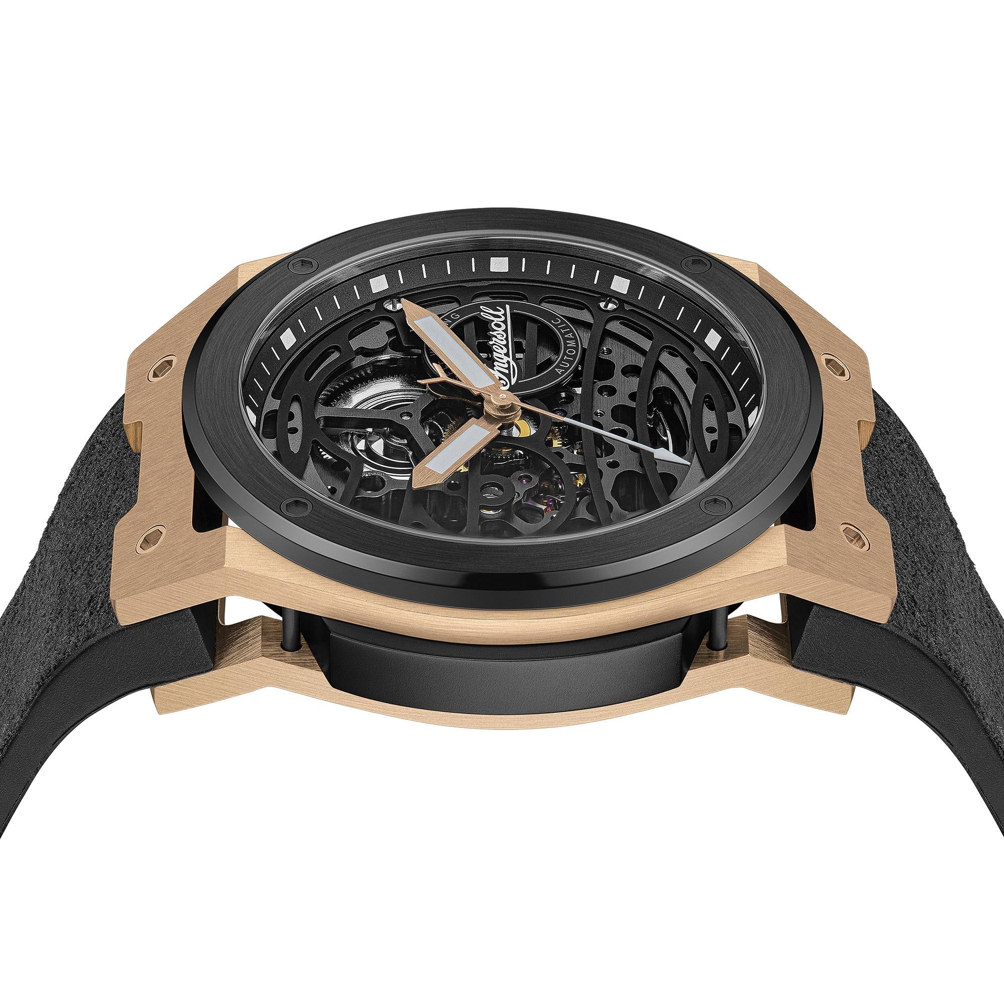 Ingersoll 1892 The Springfield Automatic Men's Watch with Black Dial and Black PU Strap - I15202