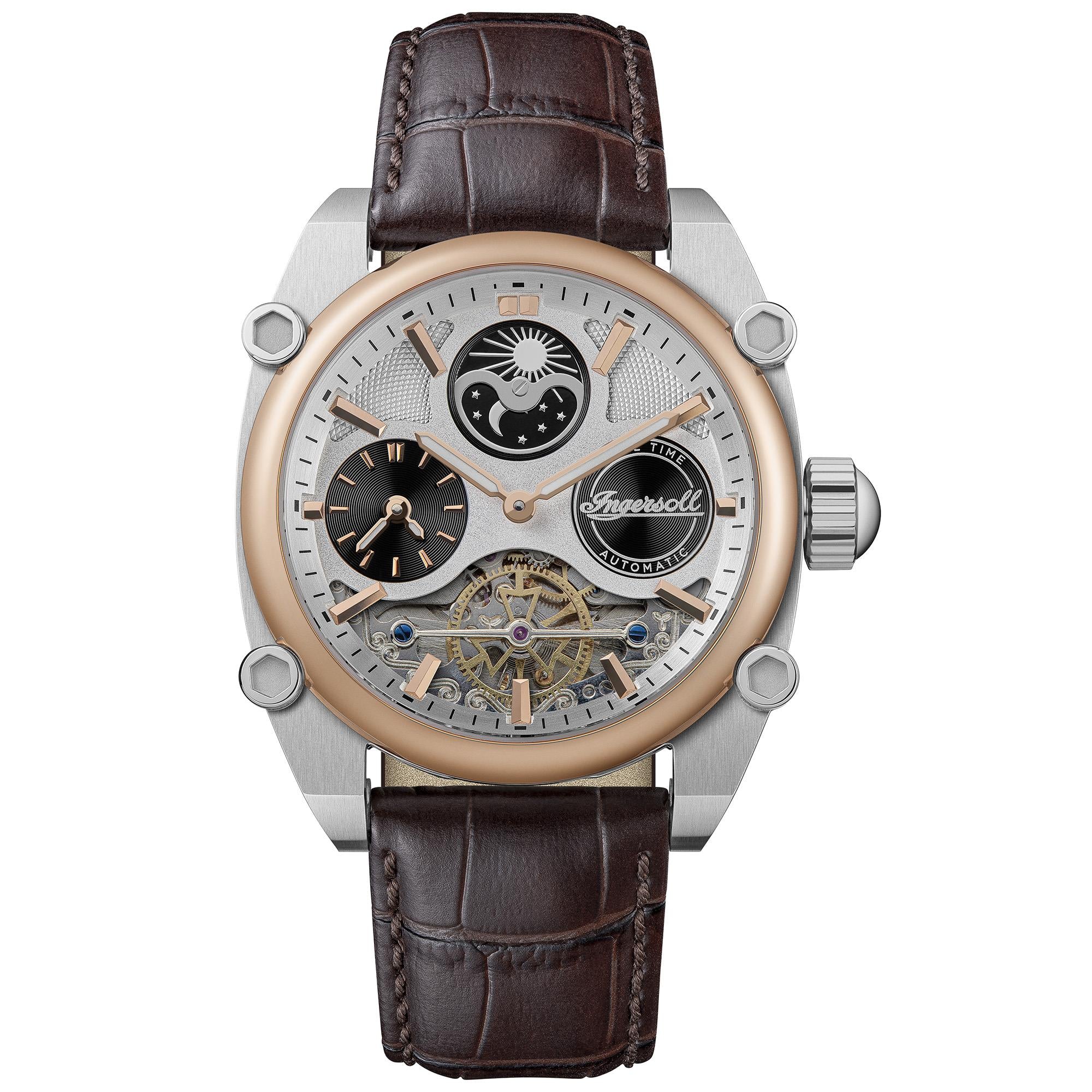 Ingersoll 1892 The Varsity Automatic Men's Watch with White Dial and Brown Leather Strap - I15401