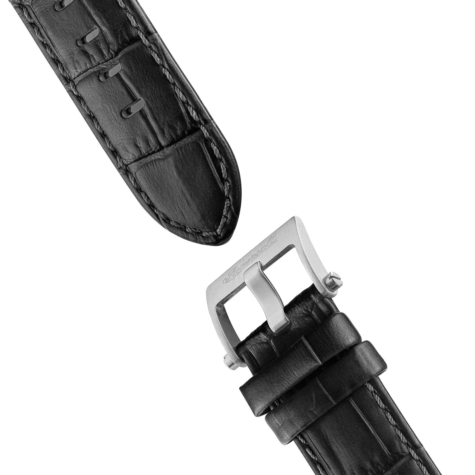 Ingersoll 1892 The Varsity Automatic Mens Watch with Grey Skeleton Dial and Black Leather Strap I15402