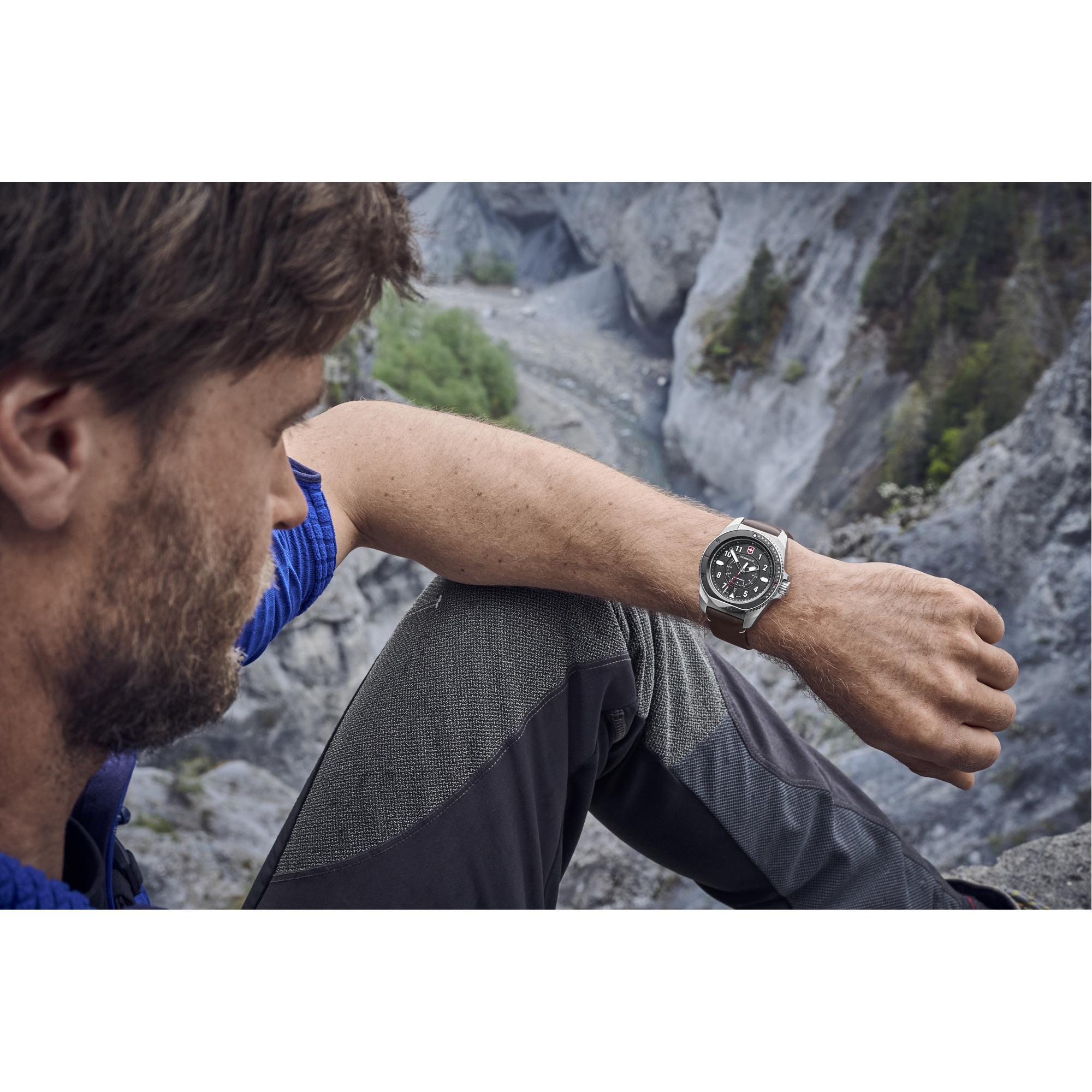 Victorinox Journey 1884 Black Dial Quartz Watch with Black Silicone & Brown Leather Strap Set 241976.1